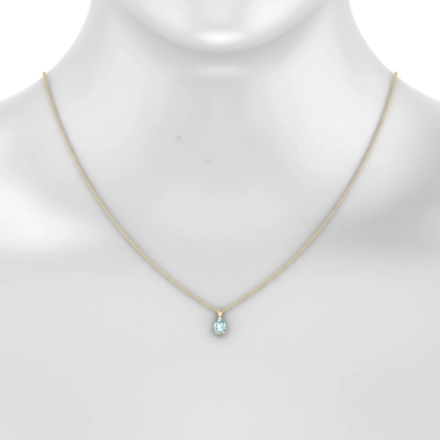 Reverse | 18k Yellow Gold 7 x 5 mm Pear Aquamarine Pendant