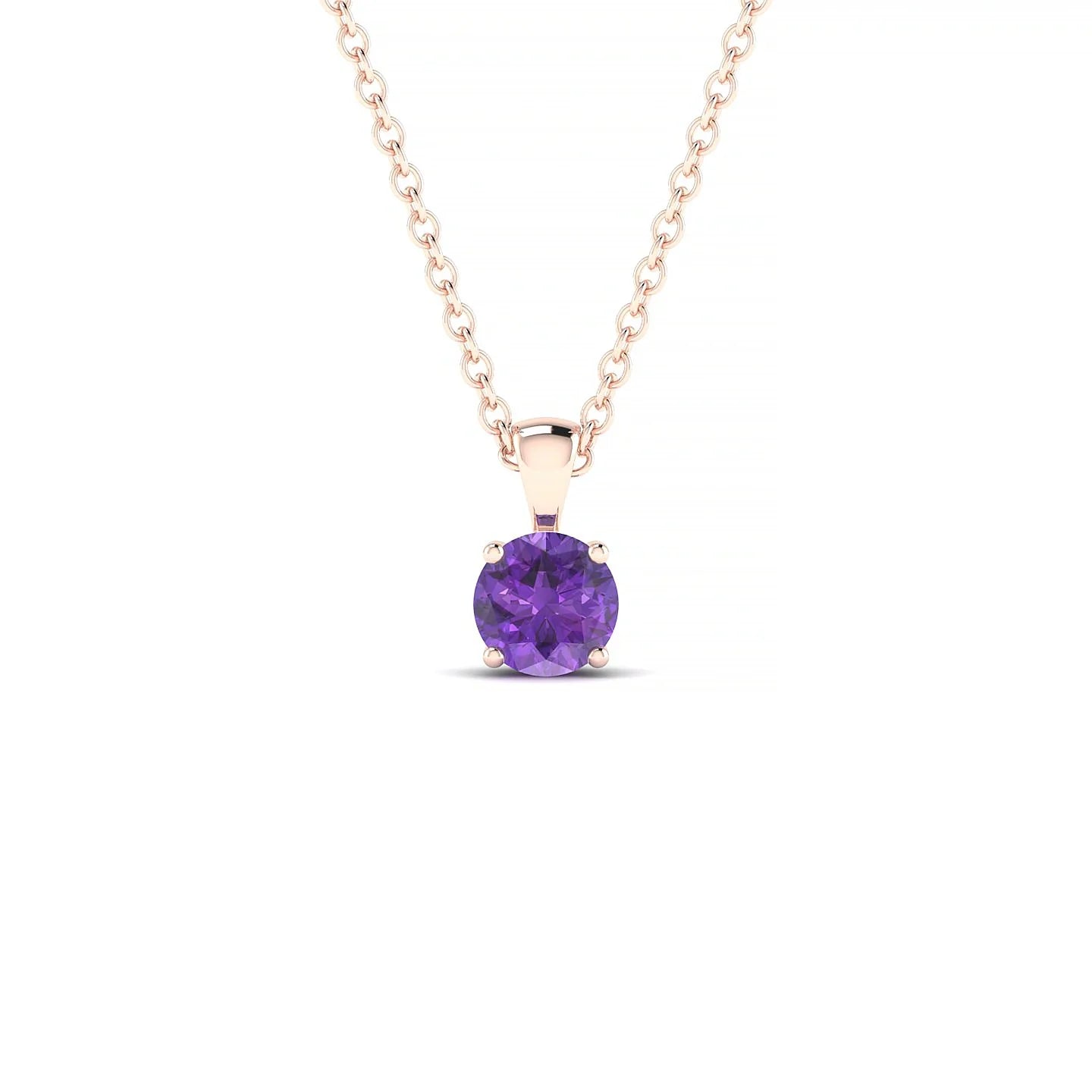 Reverse | 18k Rose Gold 4.5 mm Round Amethyst Pendant