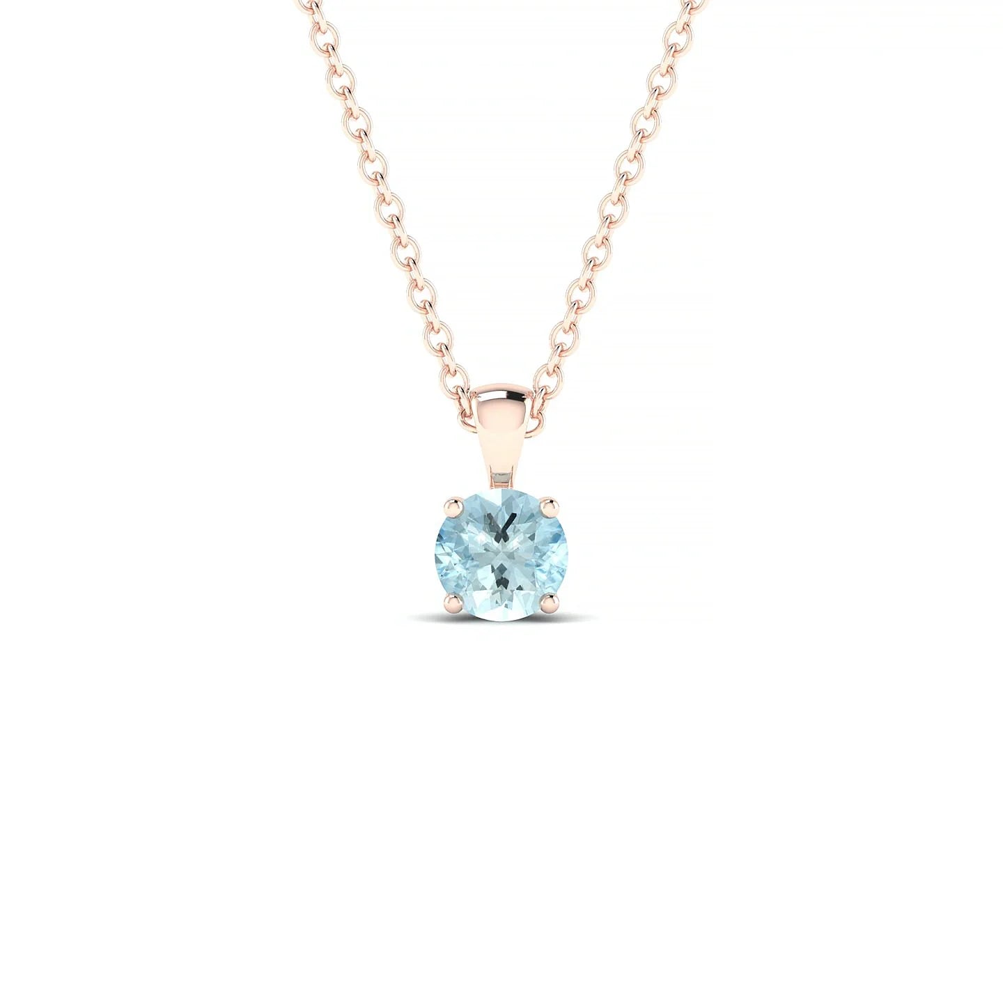 Reverse | 18k Rose Gold 4.5 mm Round Aquamarine Pendant