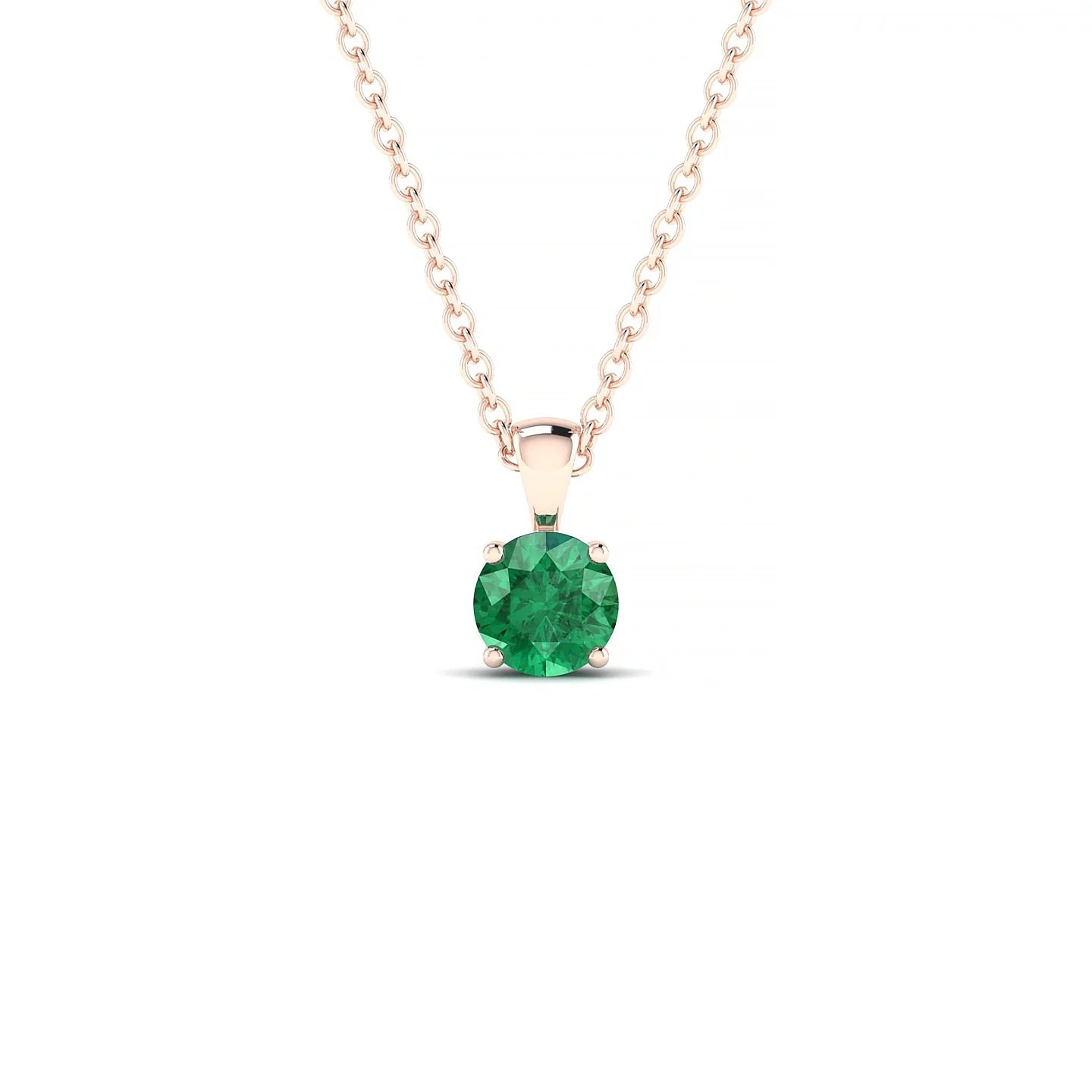 Reverse | 18k Rose Gold 4.5 mm Round Emerald Pendant