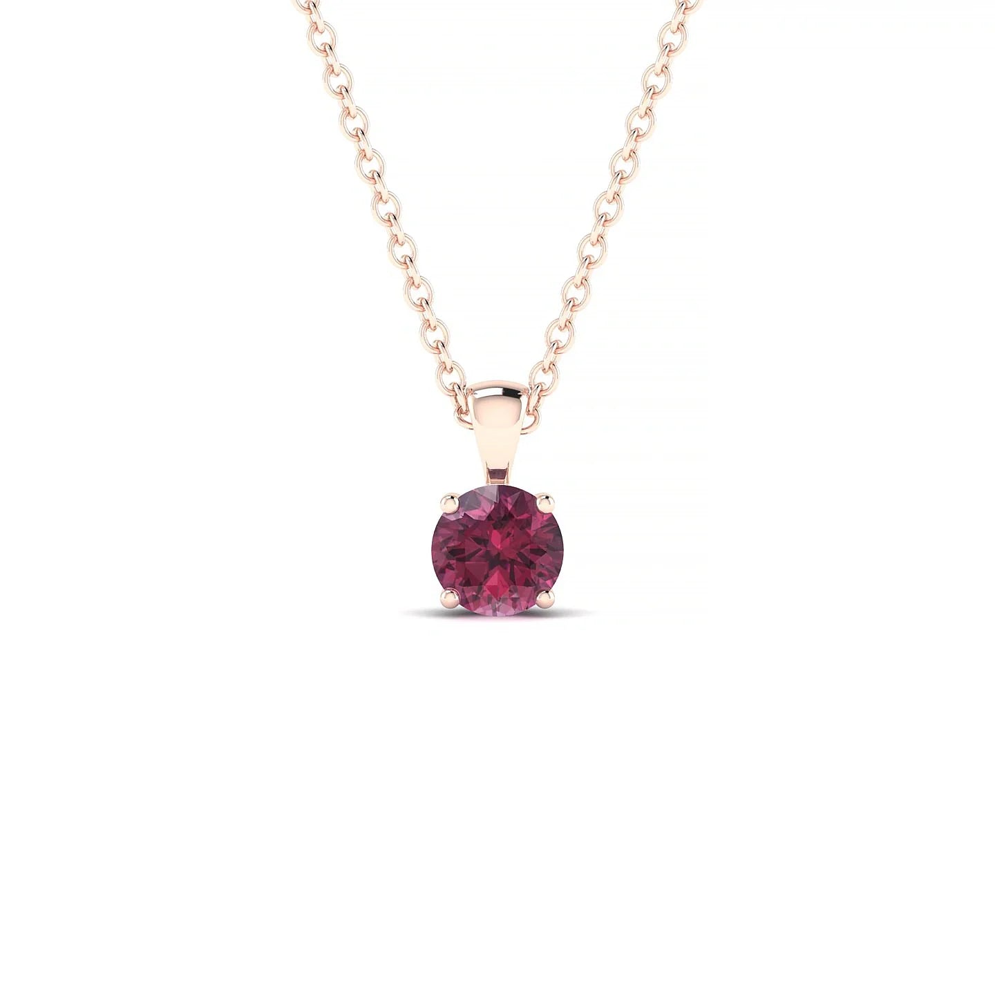 Reverse | 18k Rose Gold 4.5 mm Round Rhodolite Pendant
