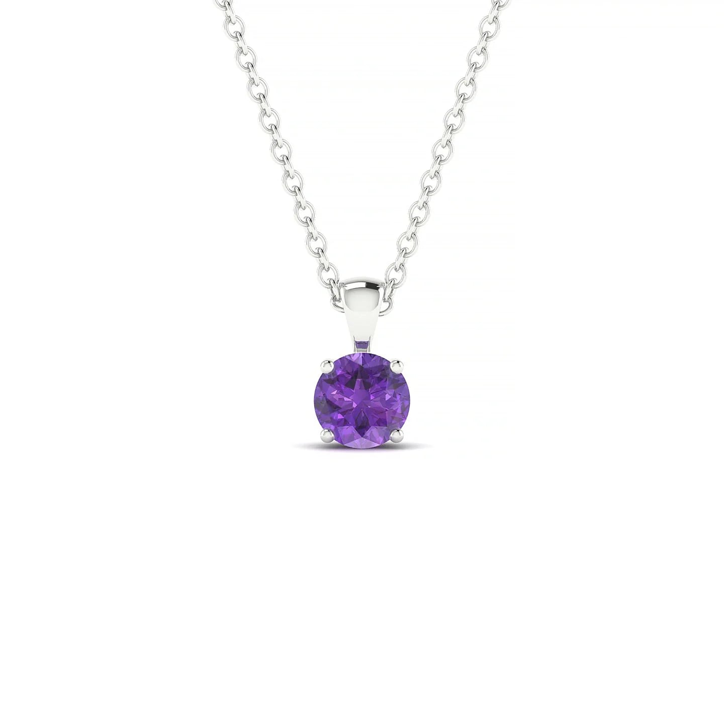 Reverse | 18k White Gold 4.5 mm Round Amethyst Pendant