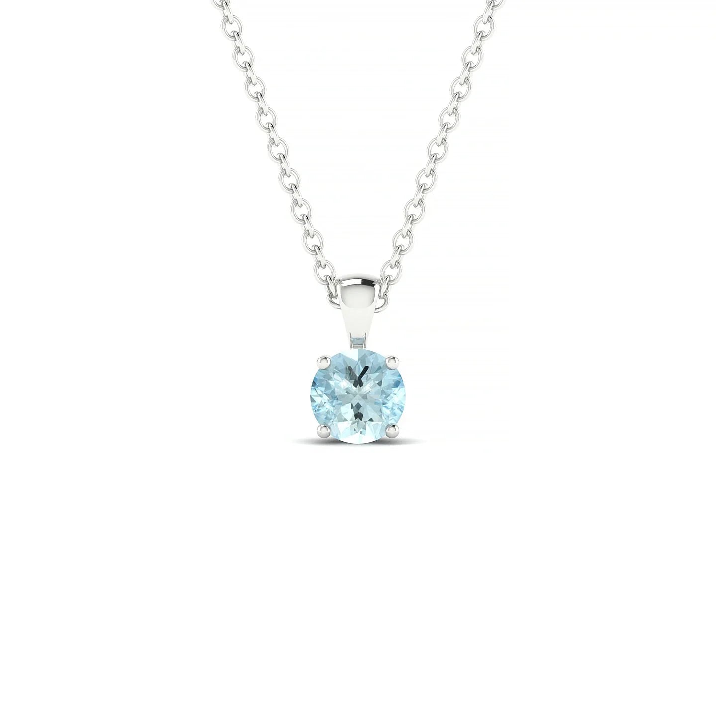 Reverse | 18k White Gold 4.5 mm Round Aquamarine Pendant