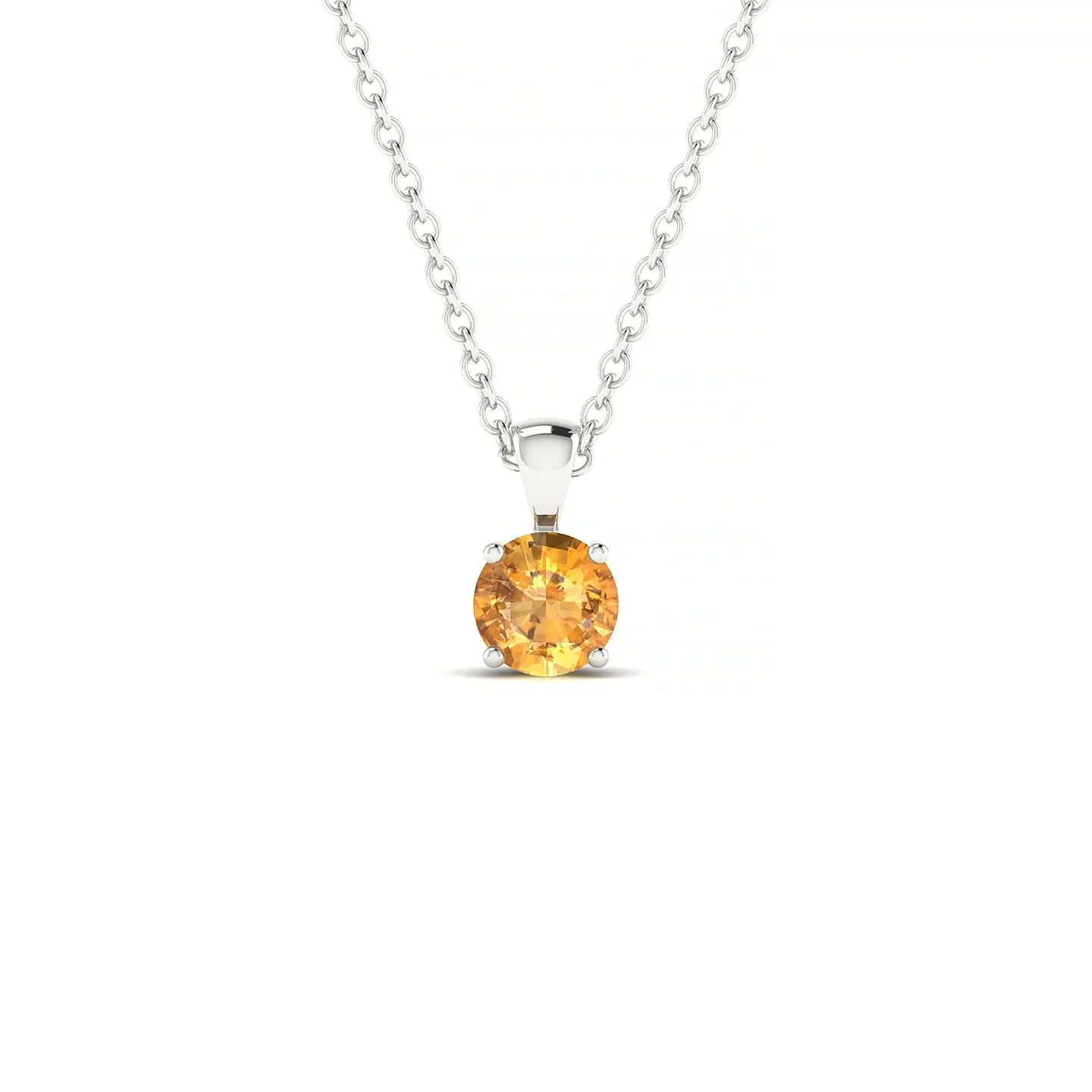 Reverse | 18k White Gold 4.5 mm Round Citrine Pendant