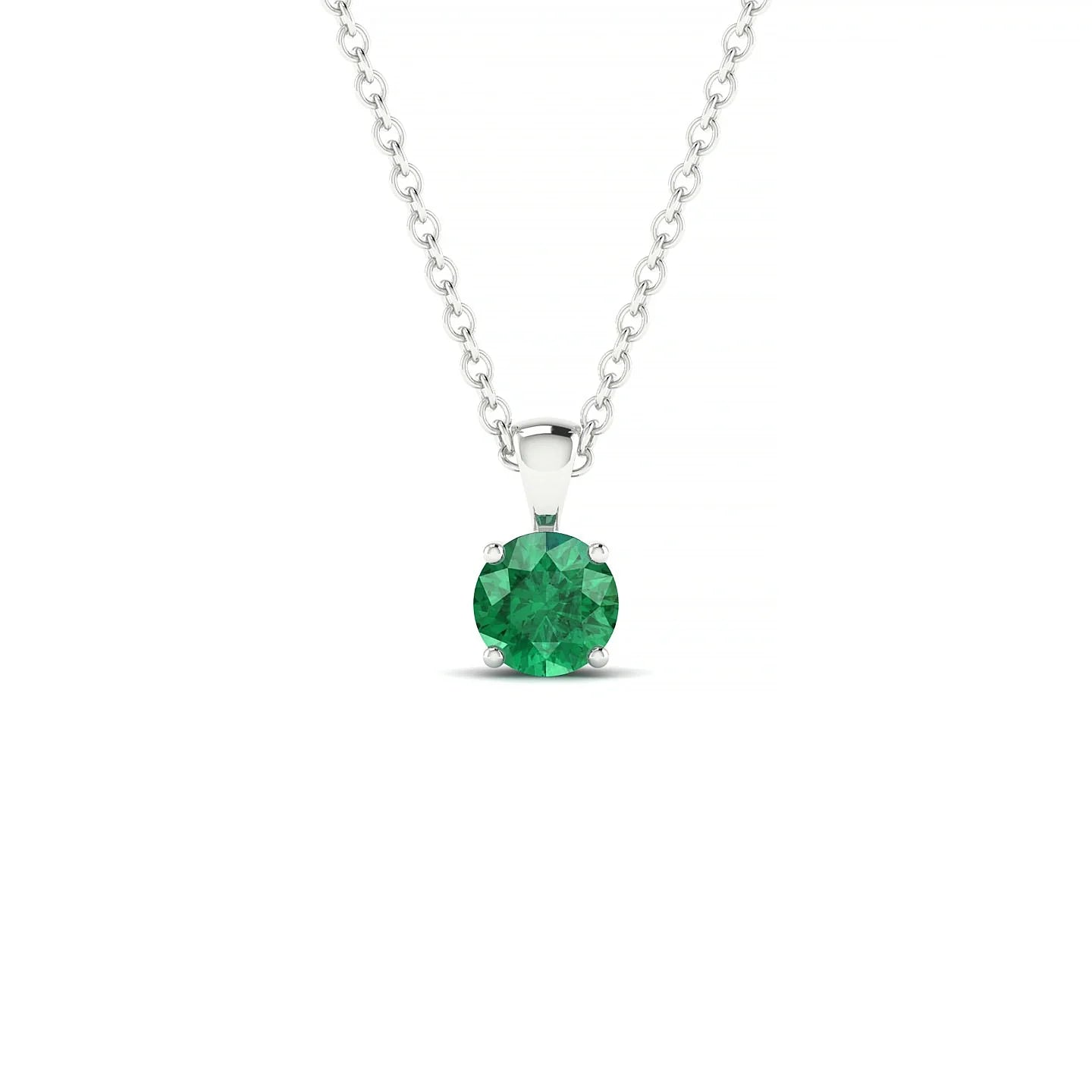 Reverse | 18k White Gold 4.5 mm Round Emerald Pendant