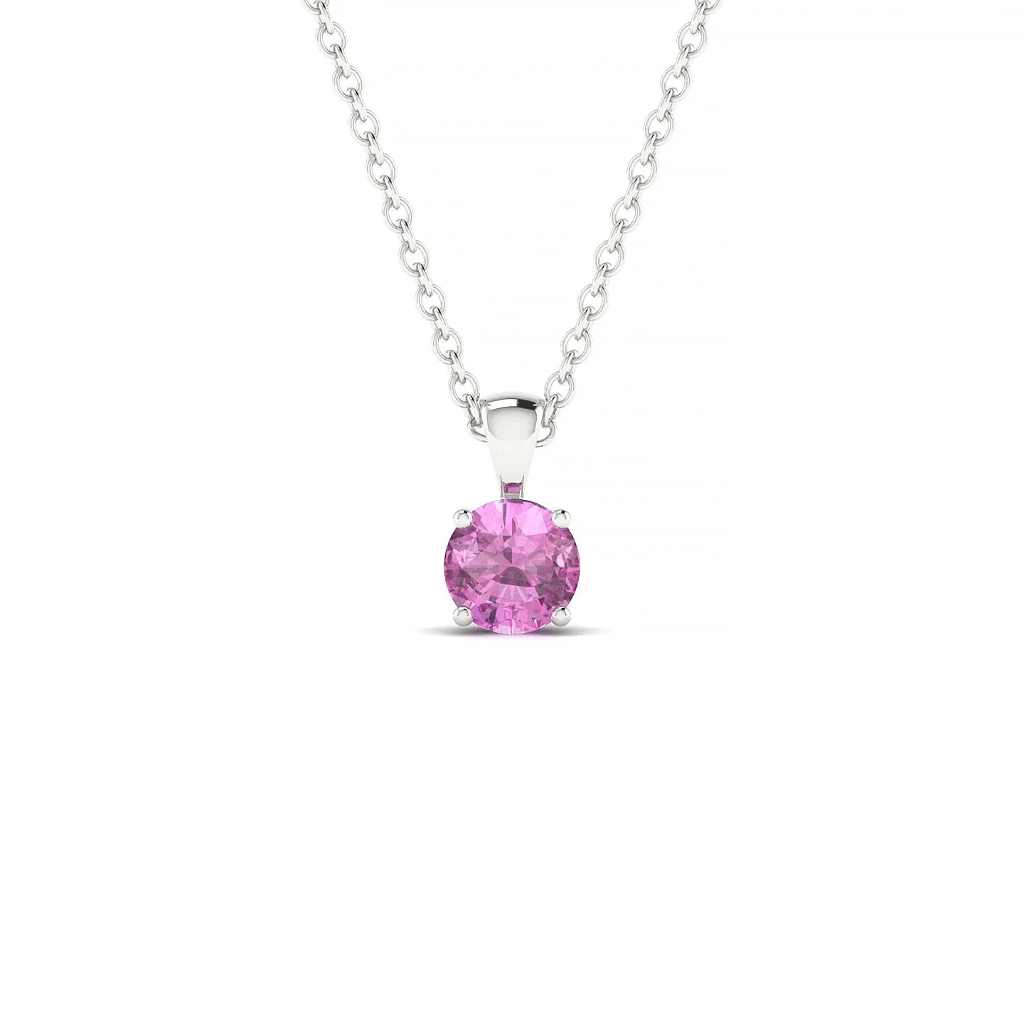 Reverse | 18k White Gold 4.5 mm Round Pink Sapphire Pendant