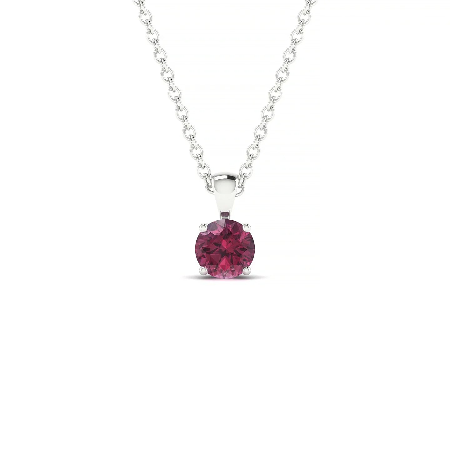 Reverse | 18k White Gold 4.5 mm Round Rhodolite Pendant