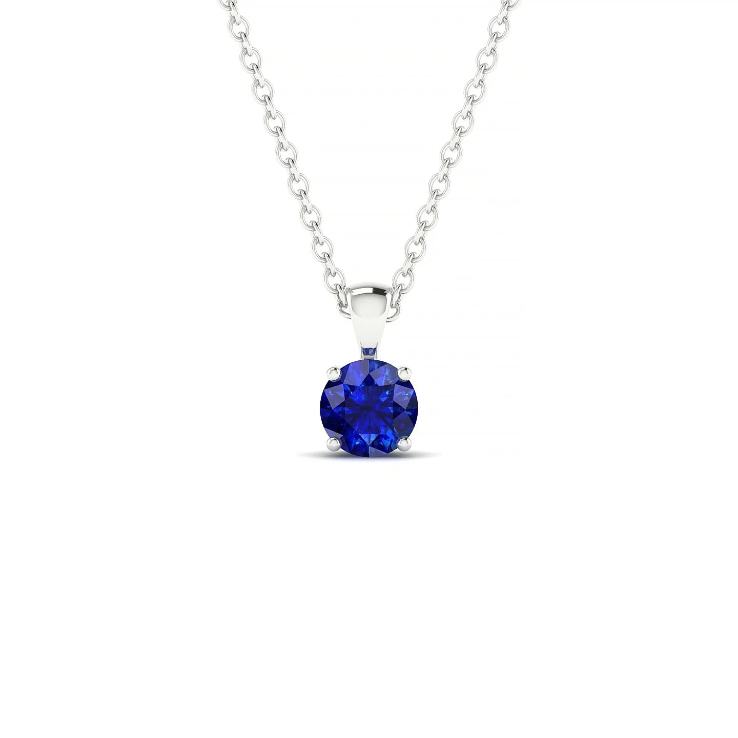 Reverse | 18k White Gold 4.5 mm Round Sapphire Pendant
