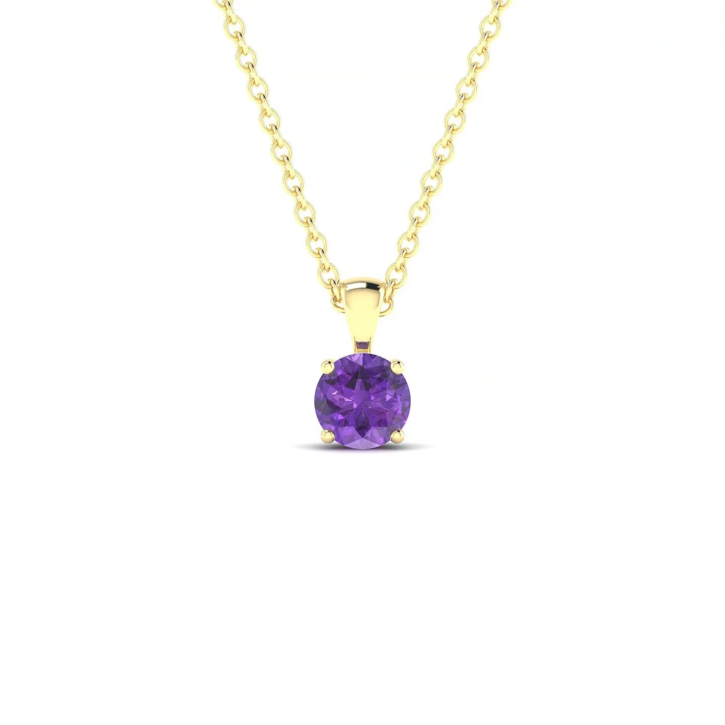 Reverse | 18k Yellow Gold 4.5 mm Round Amethyst Pendant