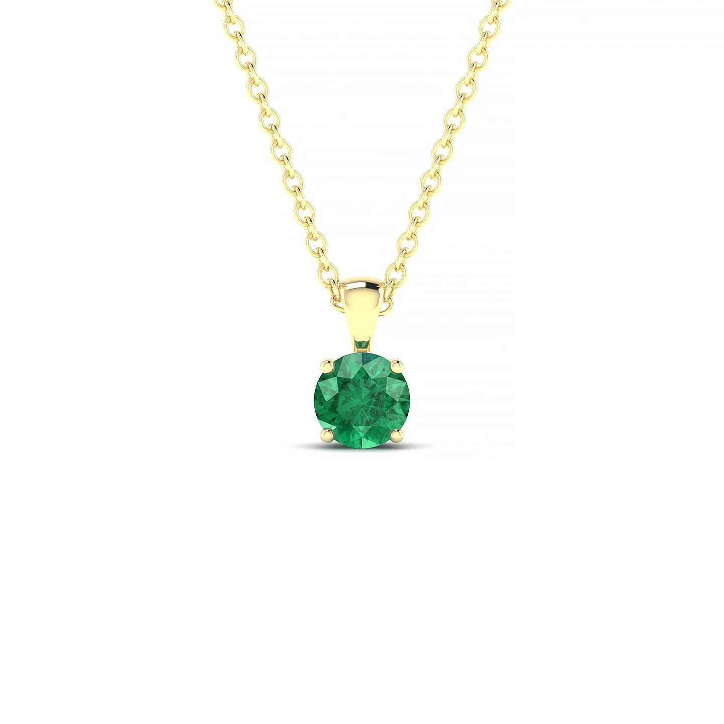 Reverse | 18k Yellow Gold 4.5 mm Round Emerald Pendant