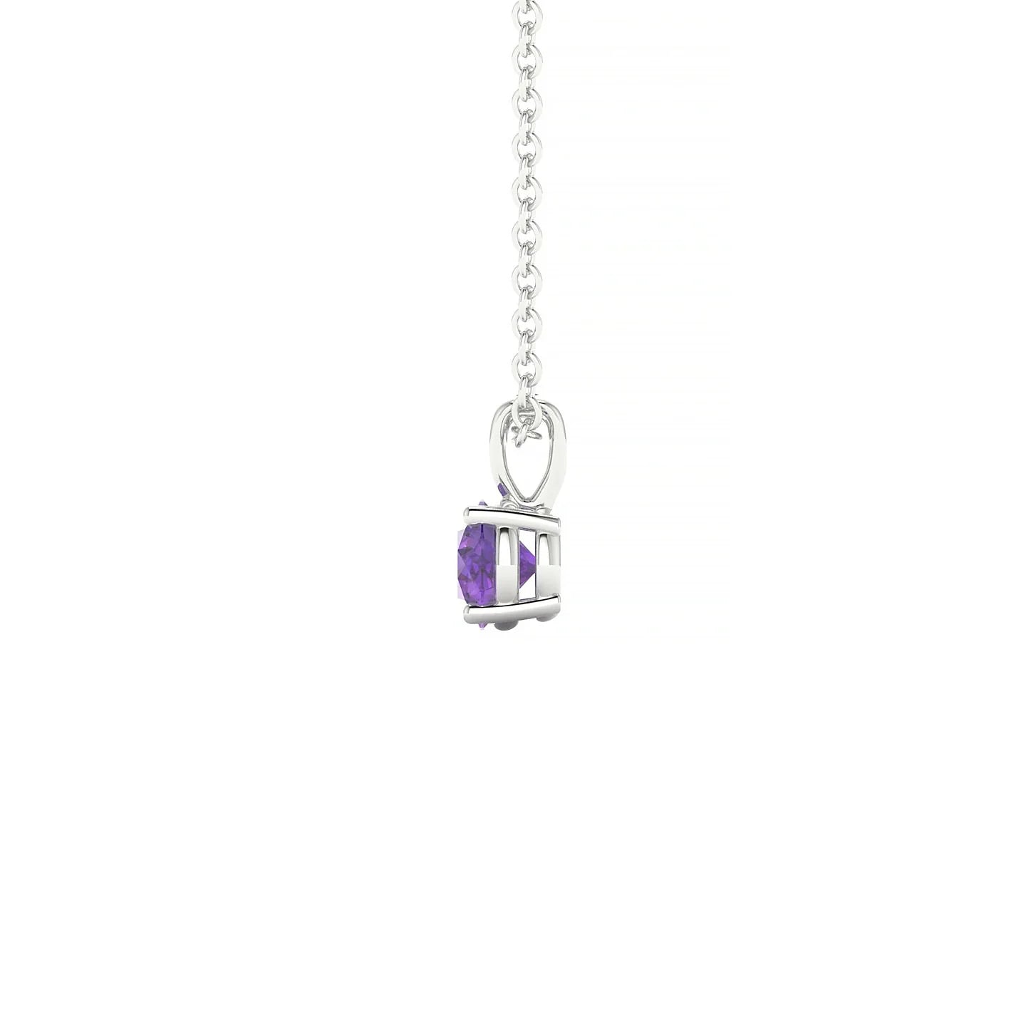 Reverse | 18k White Gold 4.5 mm Round Amethyst Pendant