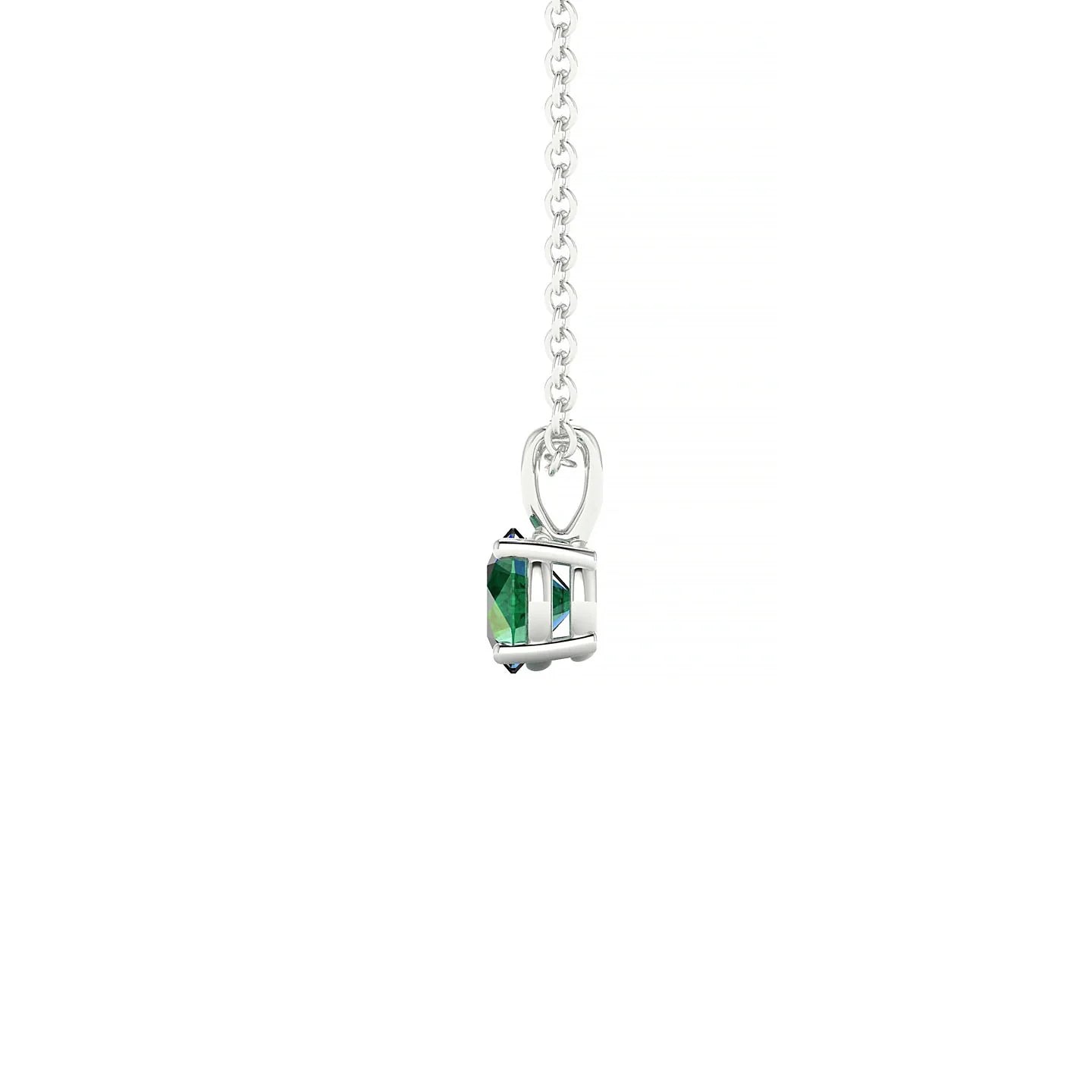 Reverse | 18k White Gold 4.5 mm Round Emerald Pendant