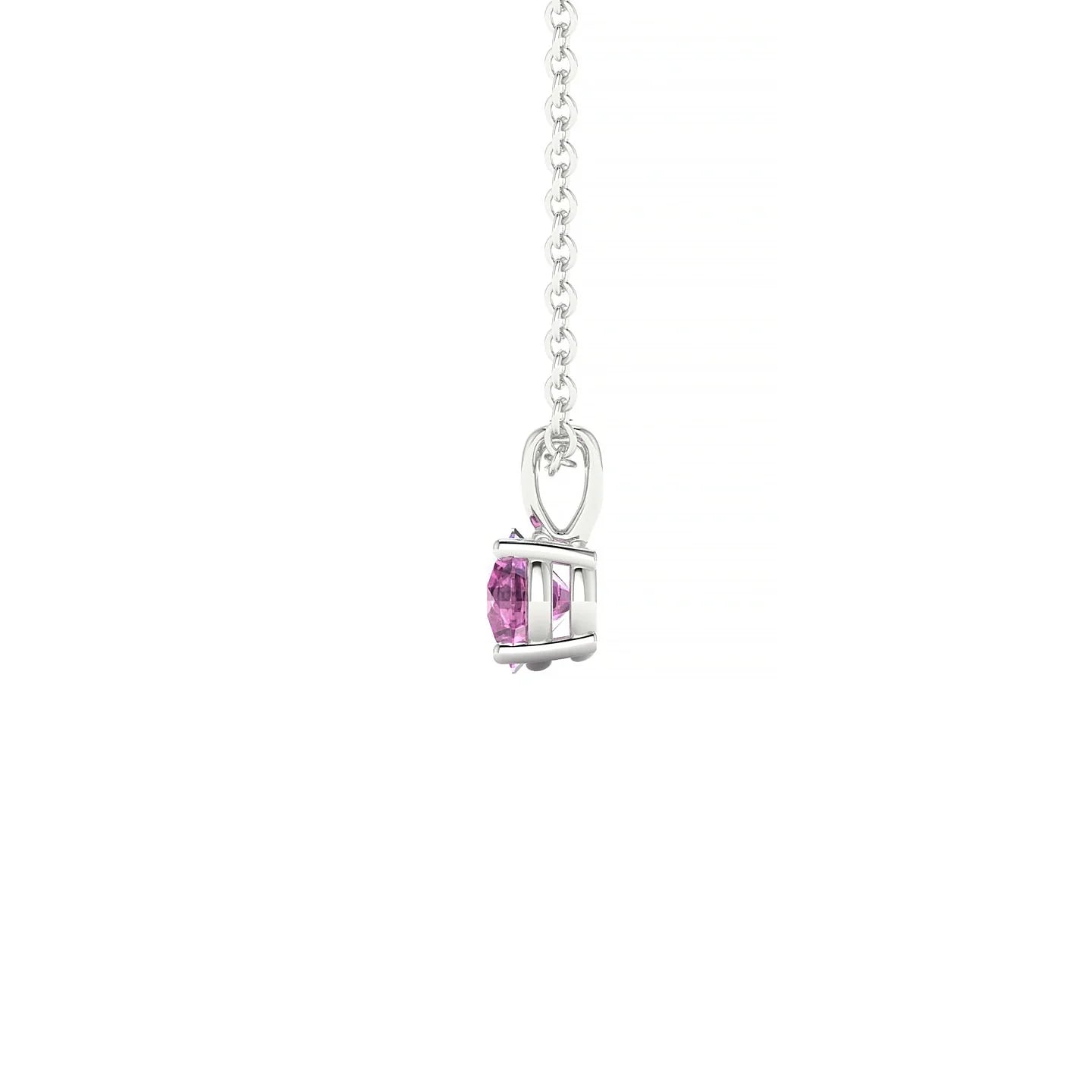 Reverse | 18k White Gold 4.5 mm Round Pink Sapphire Pendant