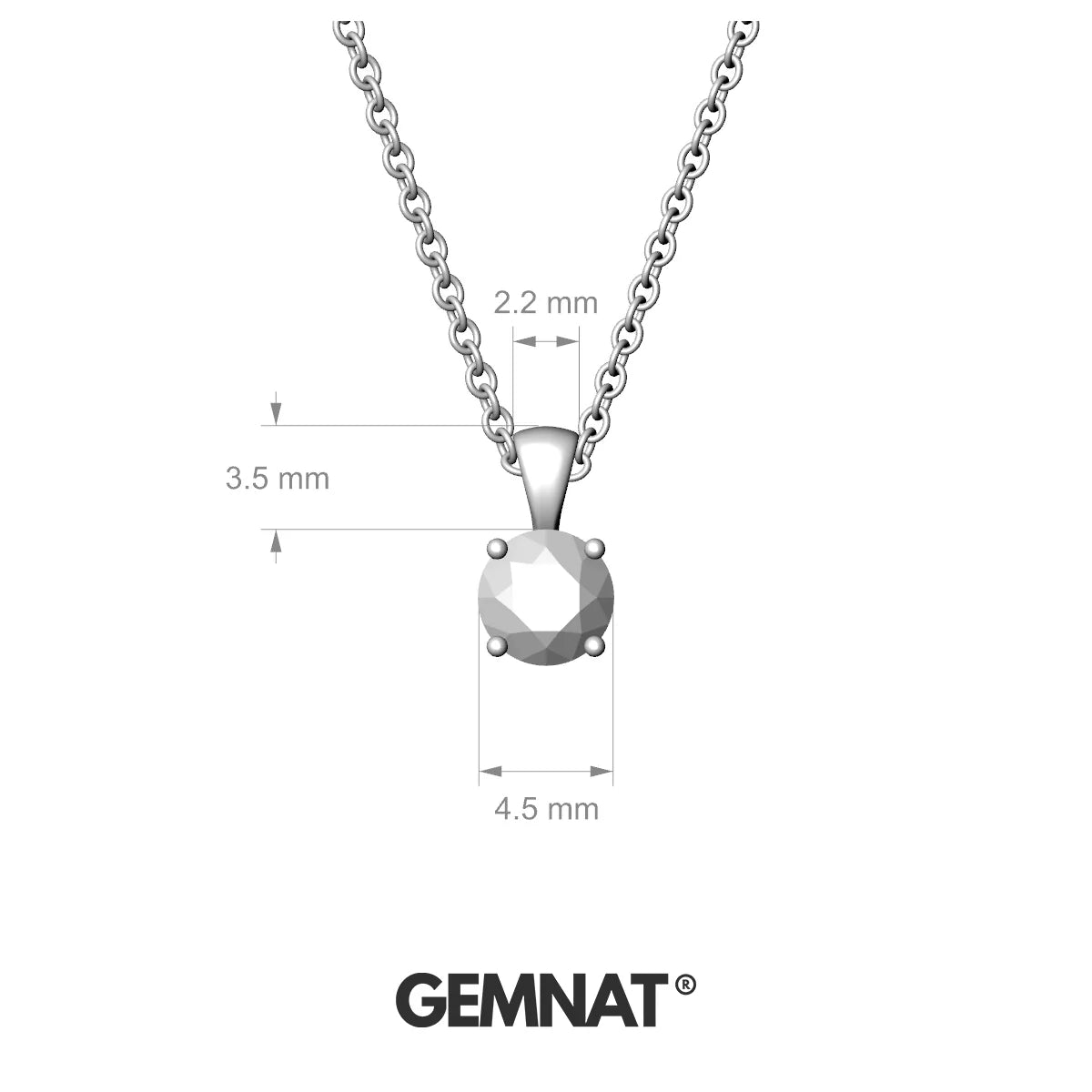 Reverse | 18k White Gold 4.5 mm Round Sapphire Pendant