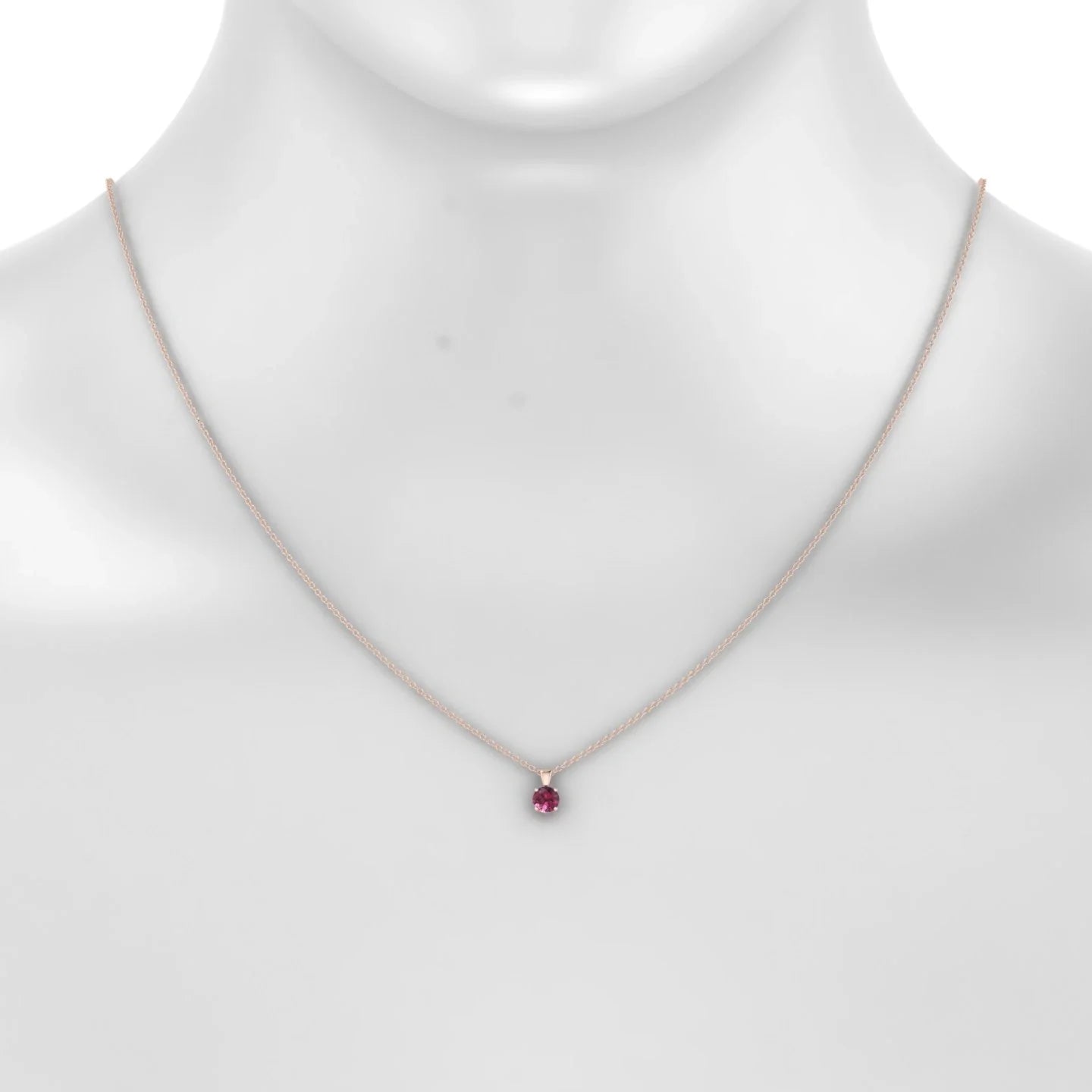Reverse | 18k Rose Gold 4.5 mm Round Rhodolite Pendant