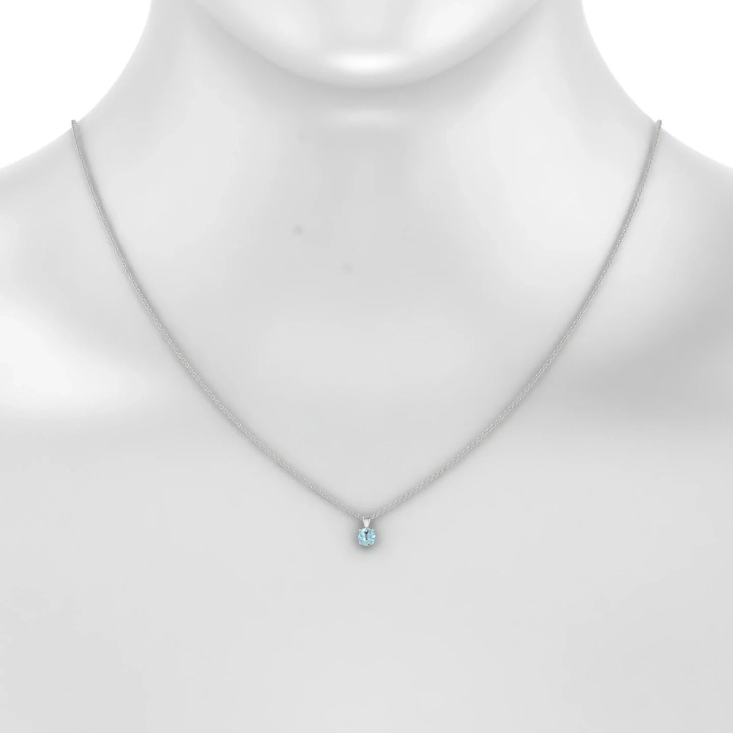 Reverse | 18k White Gold 4.5 mm Round Aquamarine Pendant