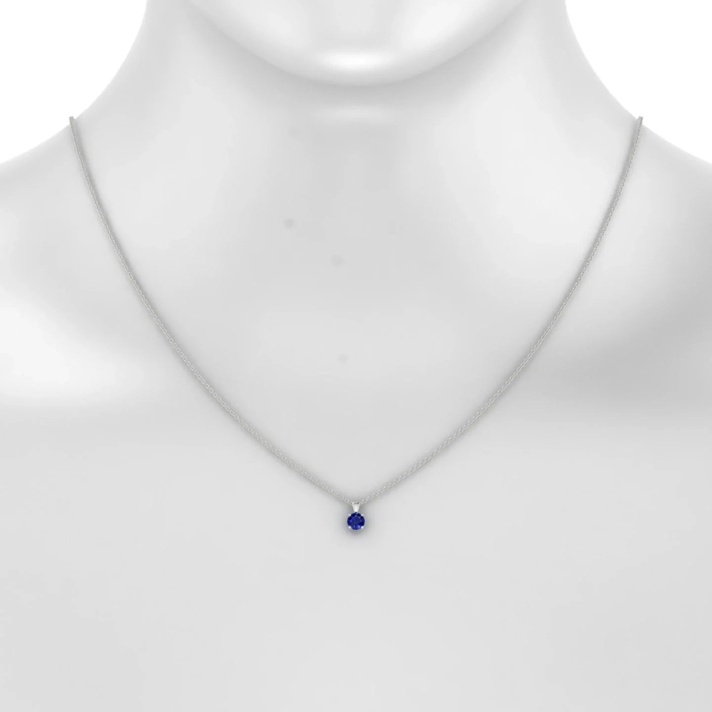 Reverse | 18k White Gold 4.5 mm Round Sapphire Pendant