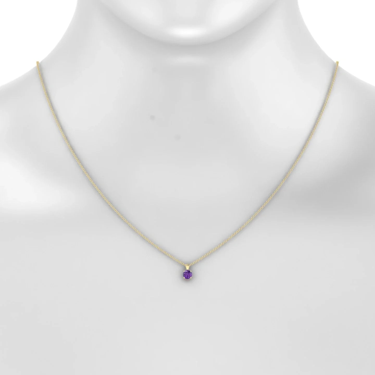 Reverse | 18k Yellow Gold 4.5 mm Round Amethyst Pendant