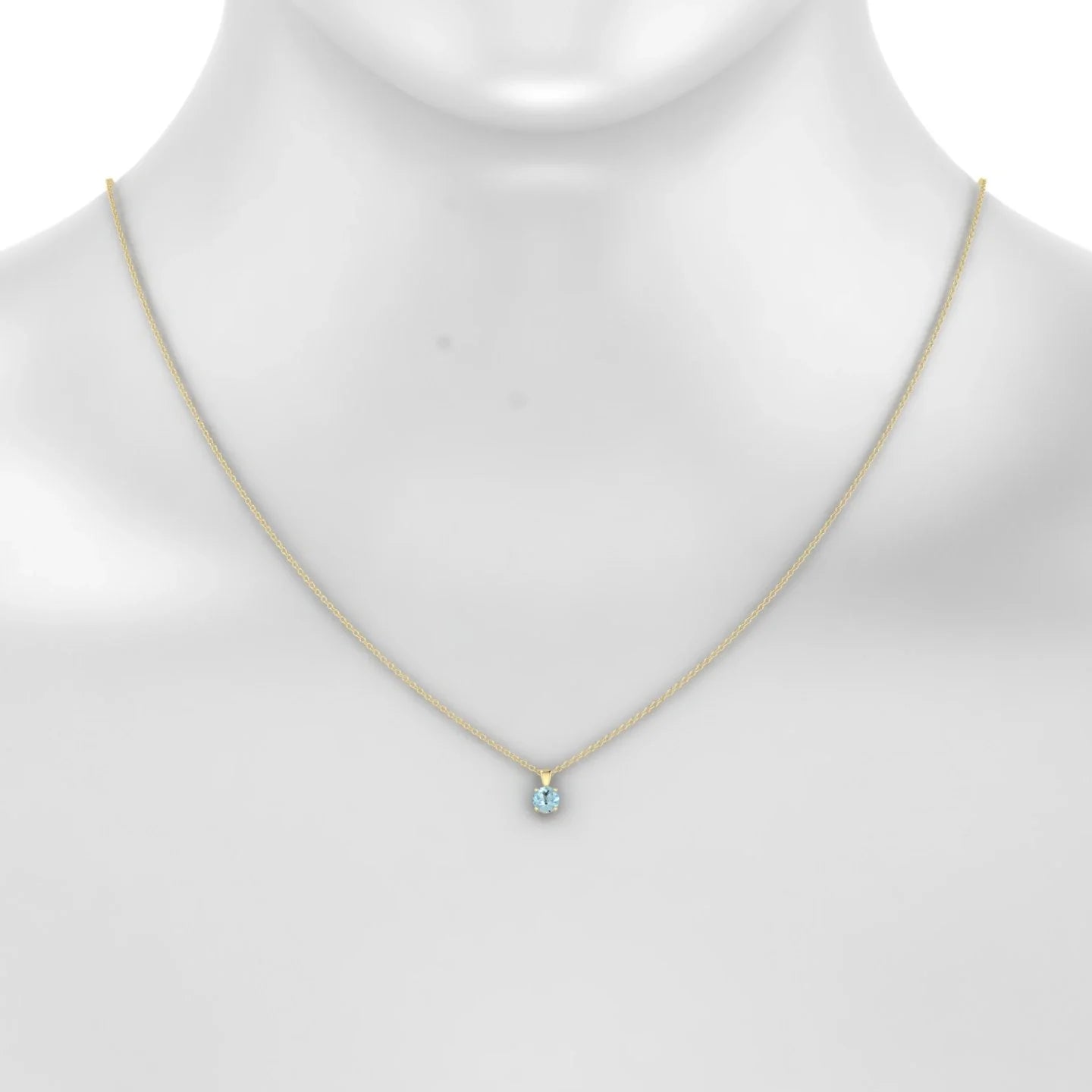 Reverse | 18k Yellow Gold 4.5 mm Round Aquamarine Pendant