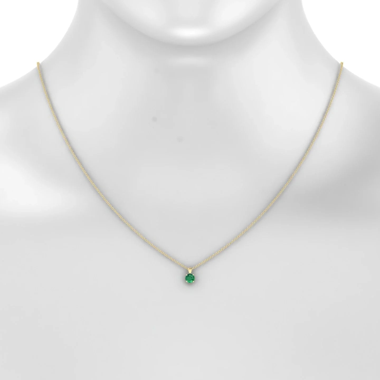 Reverse | 18k Yellow Gold 4.5 mm Round Emerald Pendant