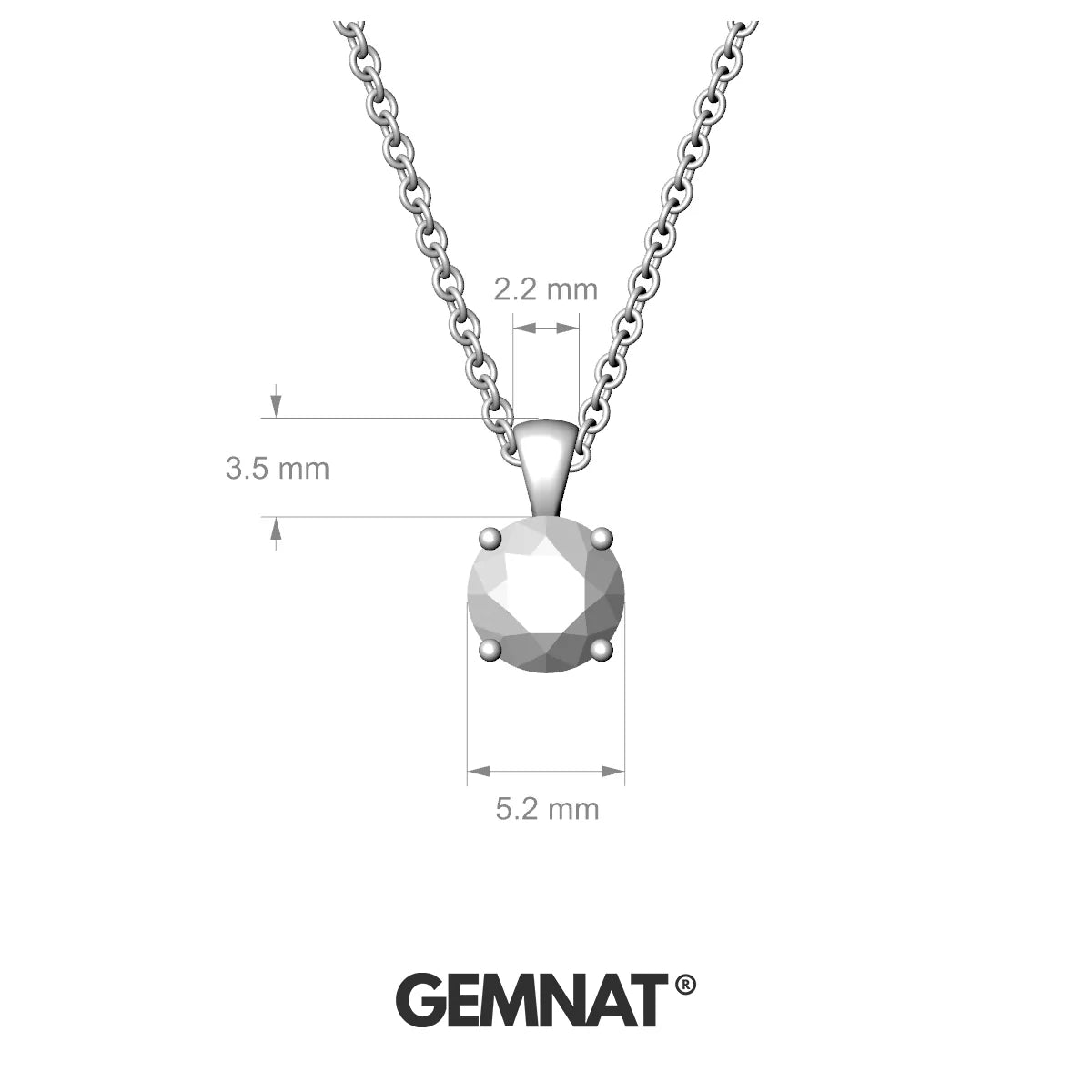 Reverse | 18k White Gold 5.2 mm Round Diamond Pendant