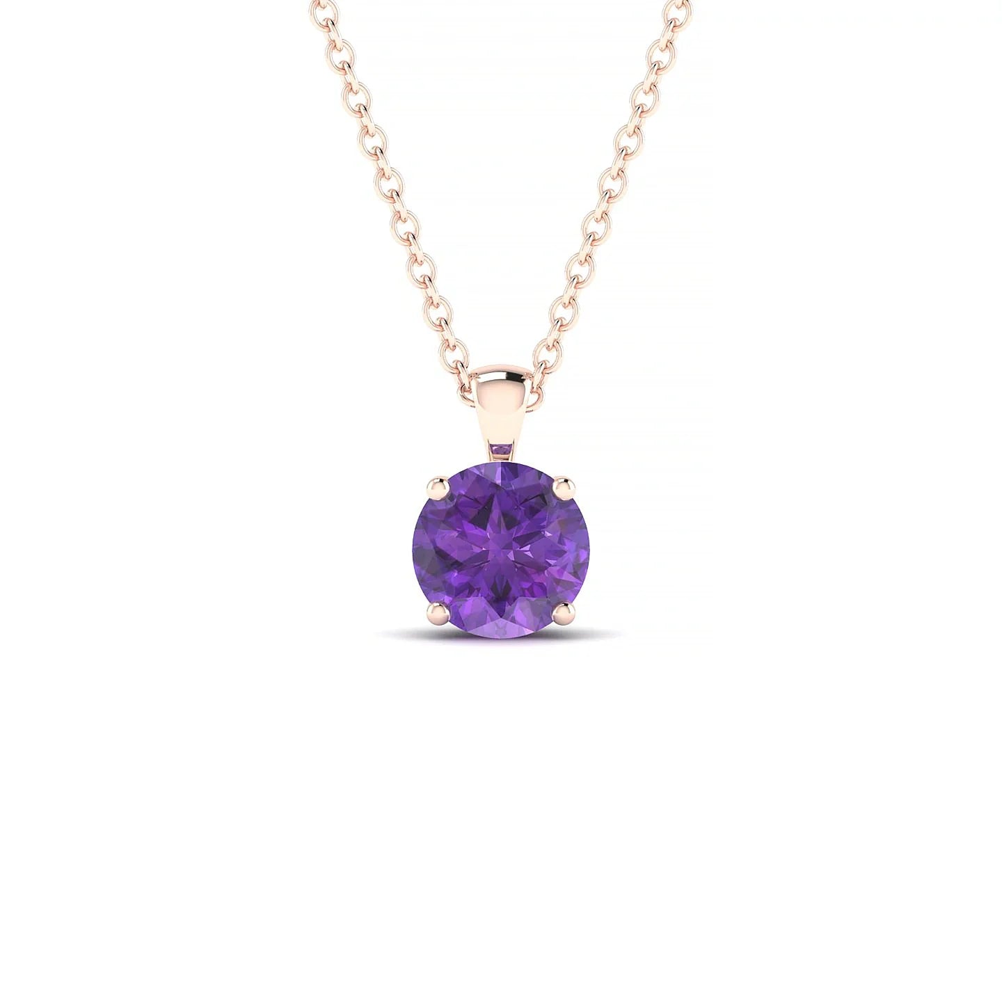 Reverse | 18k Rose Gold 6 mm Round Amethyst Pendant