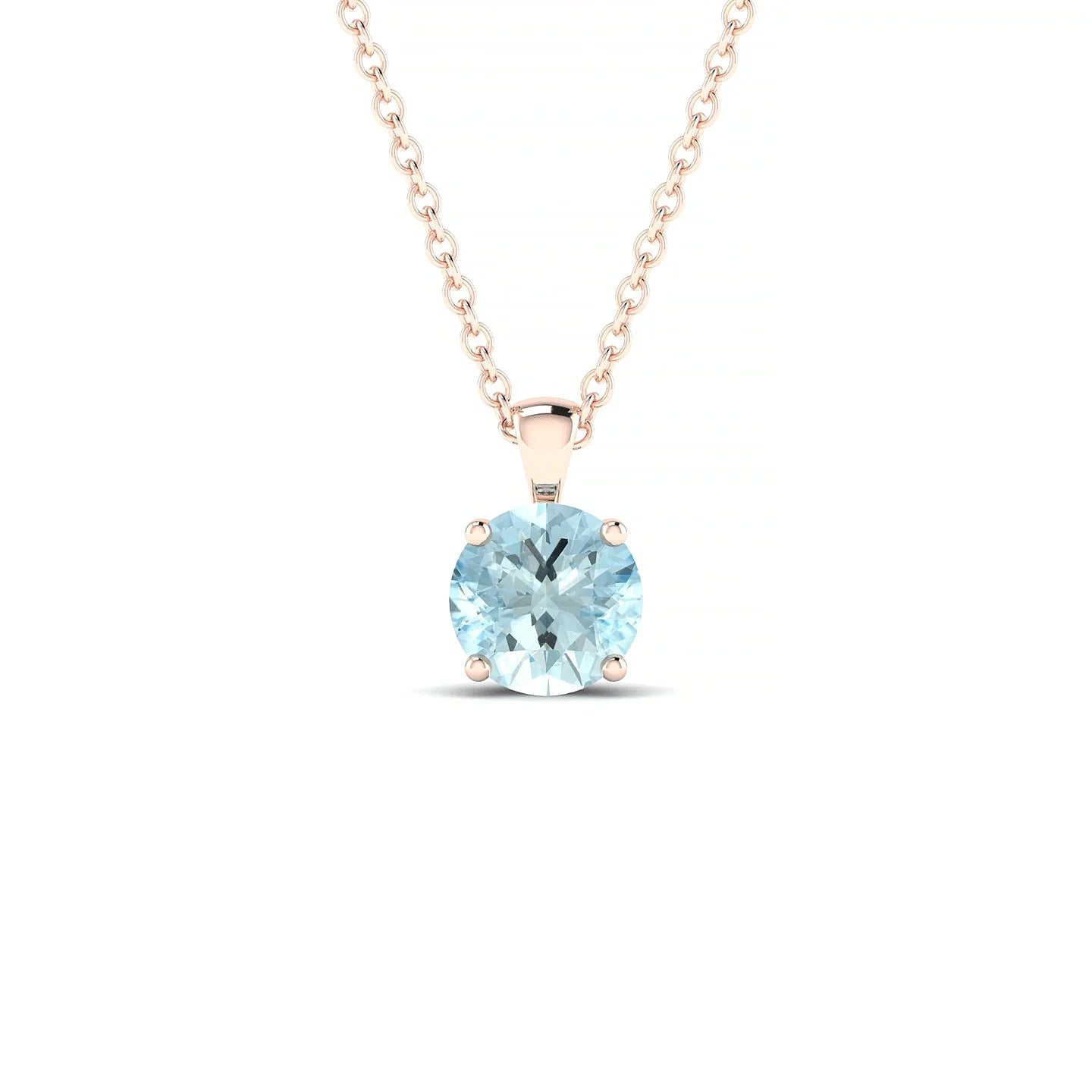 Reverse | 18k Rose Gold 6 mm Round Aquamarine Pendant