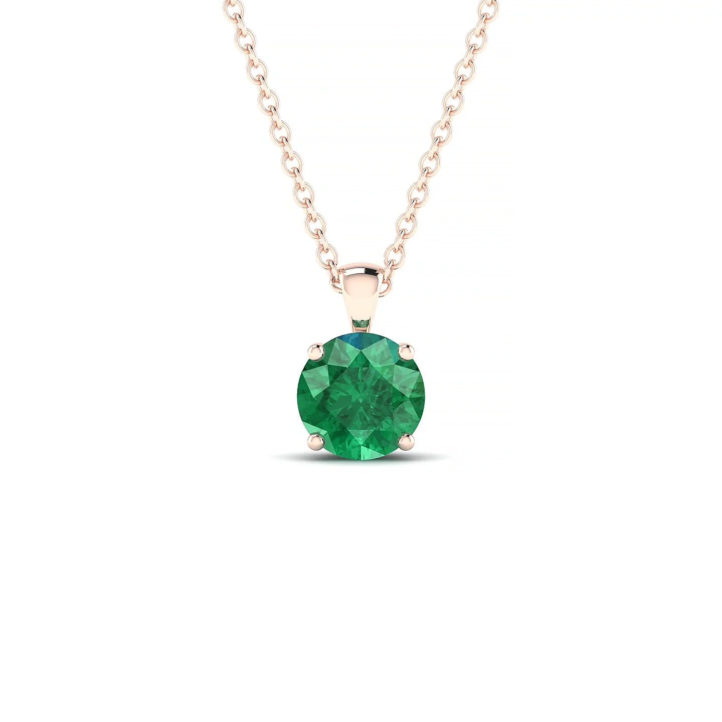 Reverse | 18k Rose Gold 6 mm Round Emerald Pendant