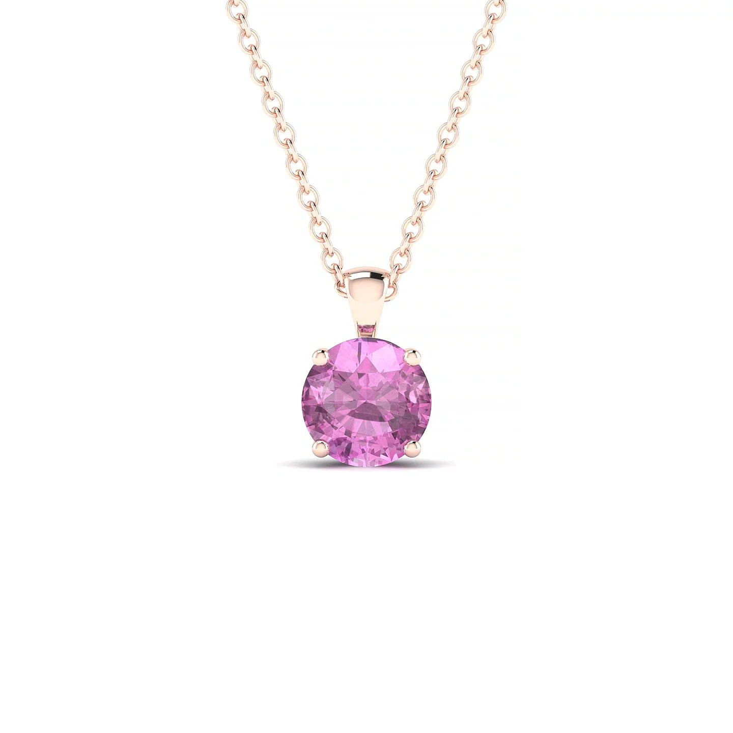 Reverse | 18k Rose Gold 6 mm Round Pink Sapphire Pendant