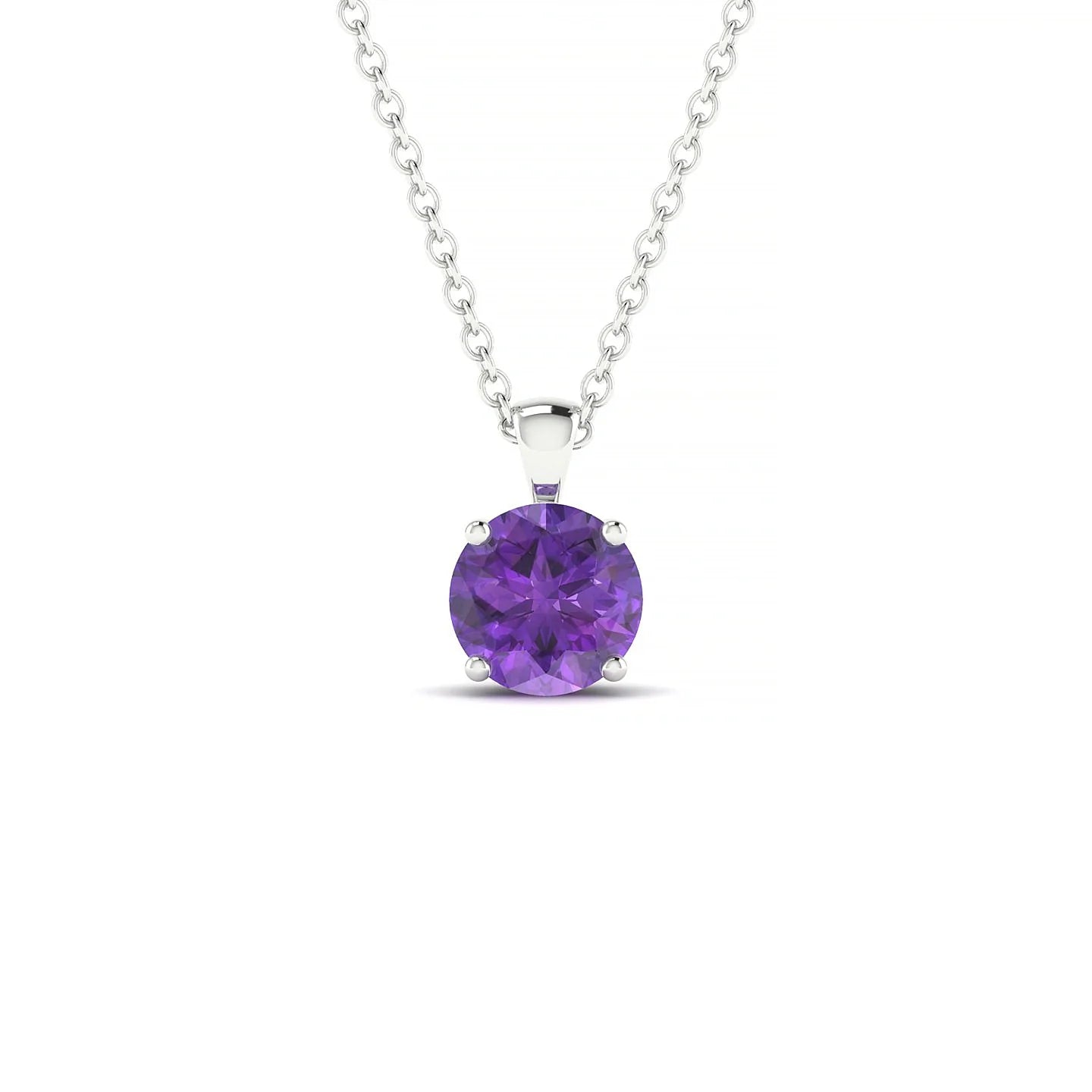 Reverse | 18k White Gold 6 mm Round Amethyst Pendant