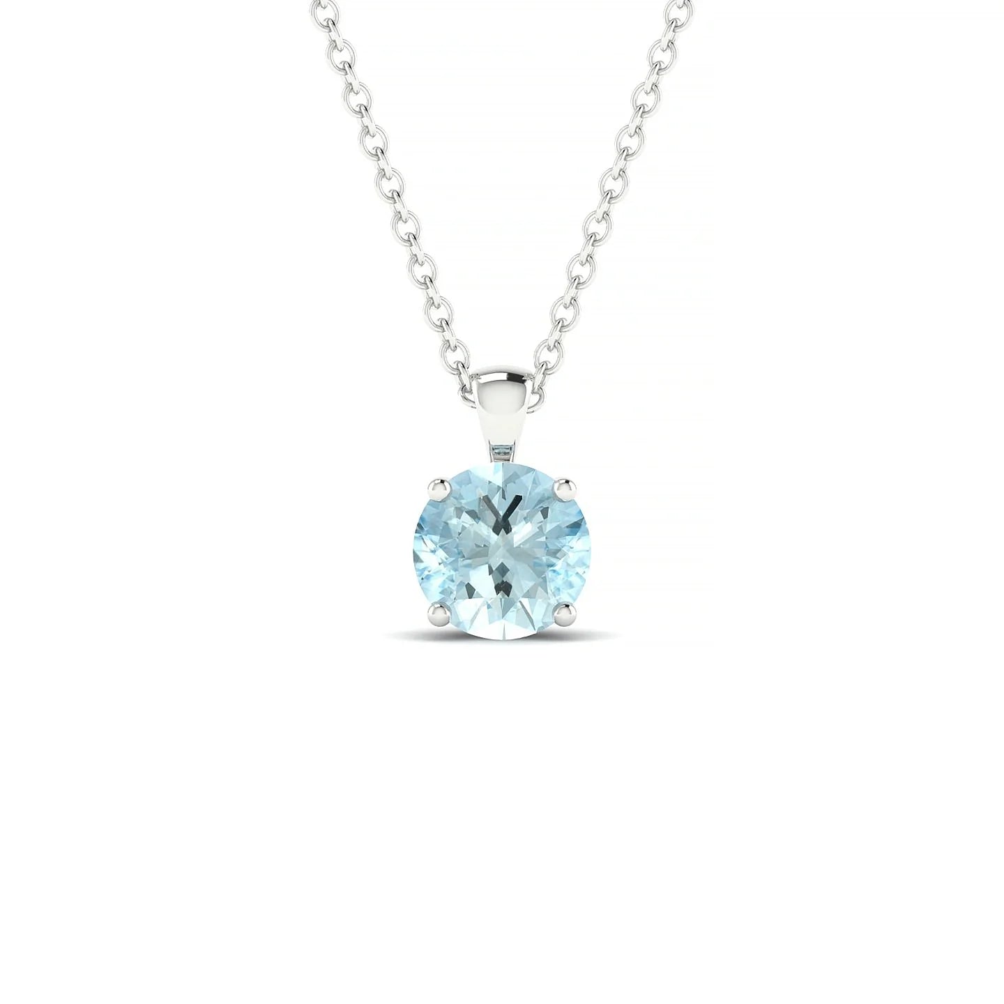 Reverse | 18k White Gold 6 mm Round Aquamarine Pendant