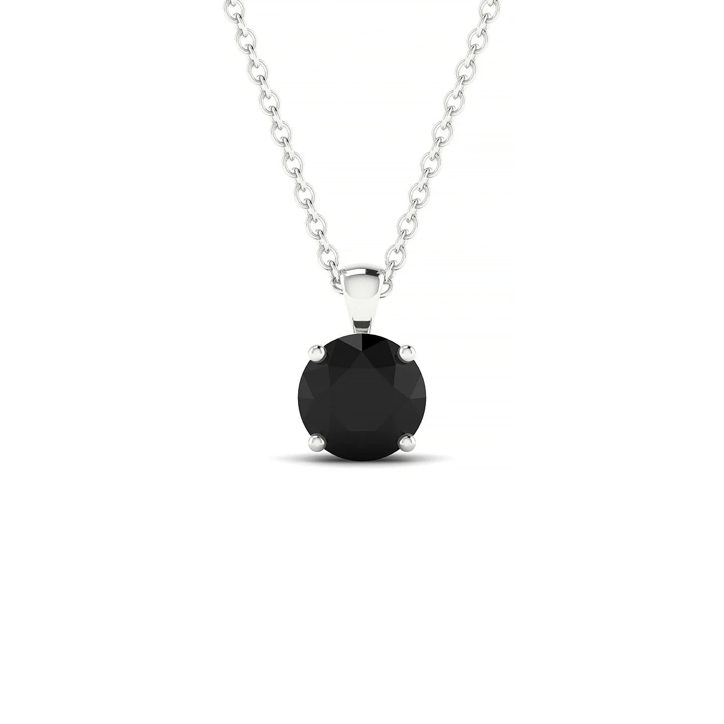 Reverse | 18k White Gold 6 mm Round Black Diamond Pendant