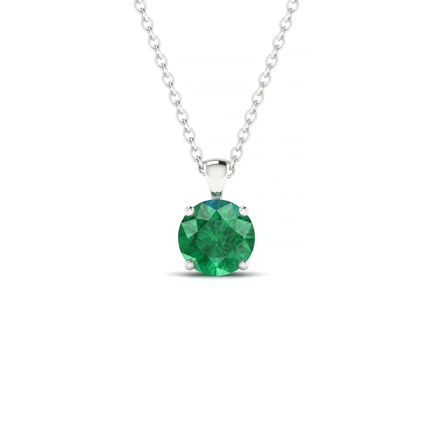 Reverse | 18k White Gold 6 mm Round Emerald Pendant