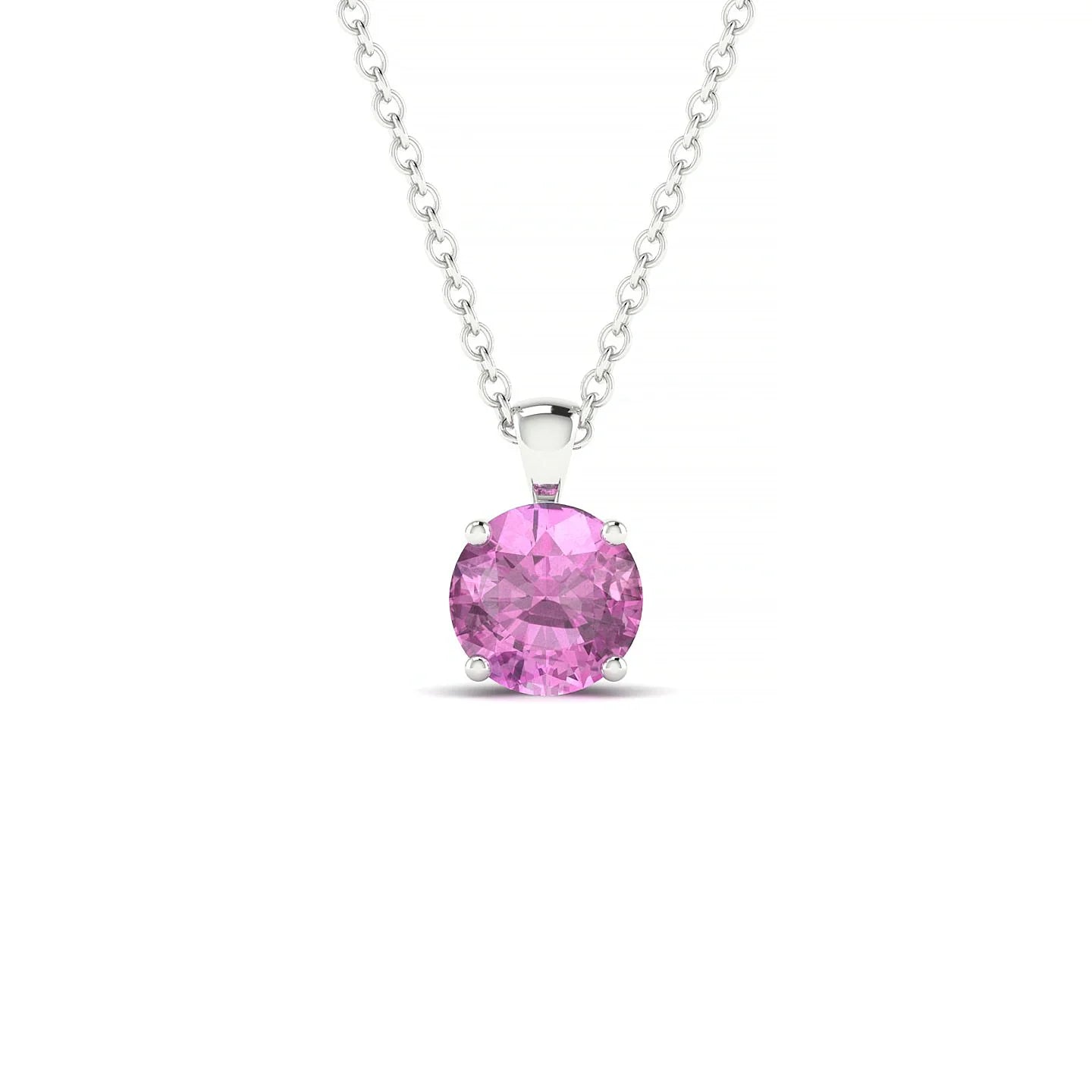 Reverse | 18k White Gold 6 mm Round Pink Sapphire Pendant