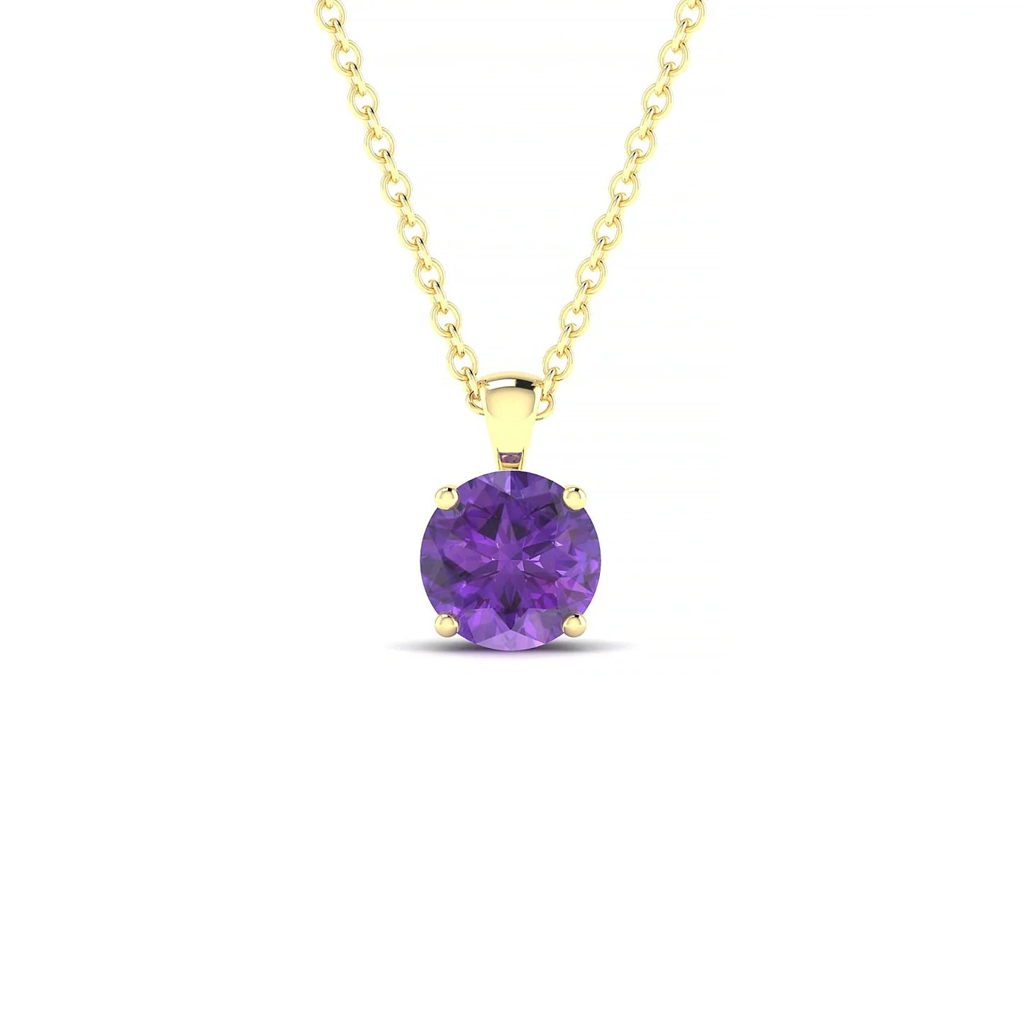 Reverse | 18k Yellow Gold 6 mm Round Amethyst Pendant