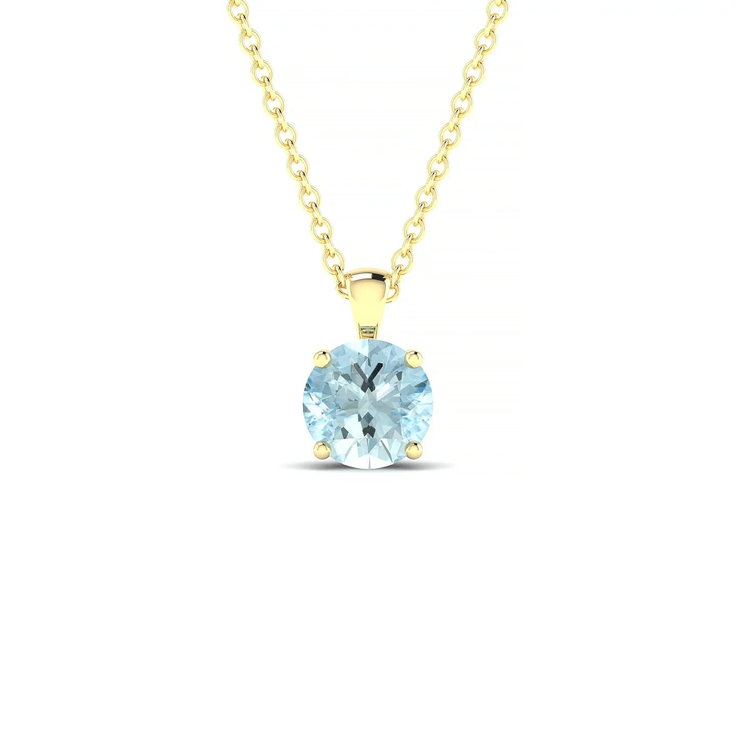 Reverse | 18k Yellow Gold 6 mm Round Aquamarine Pendant