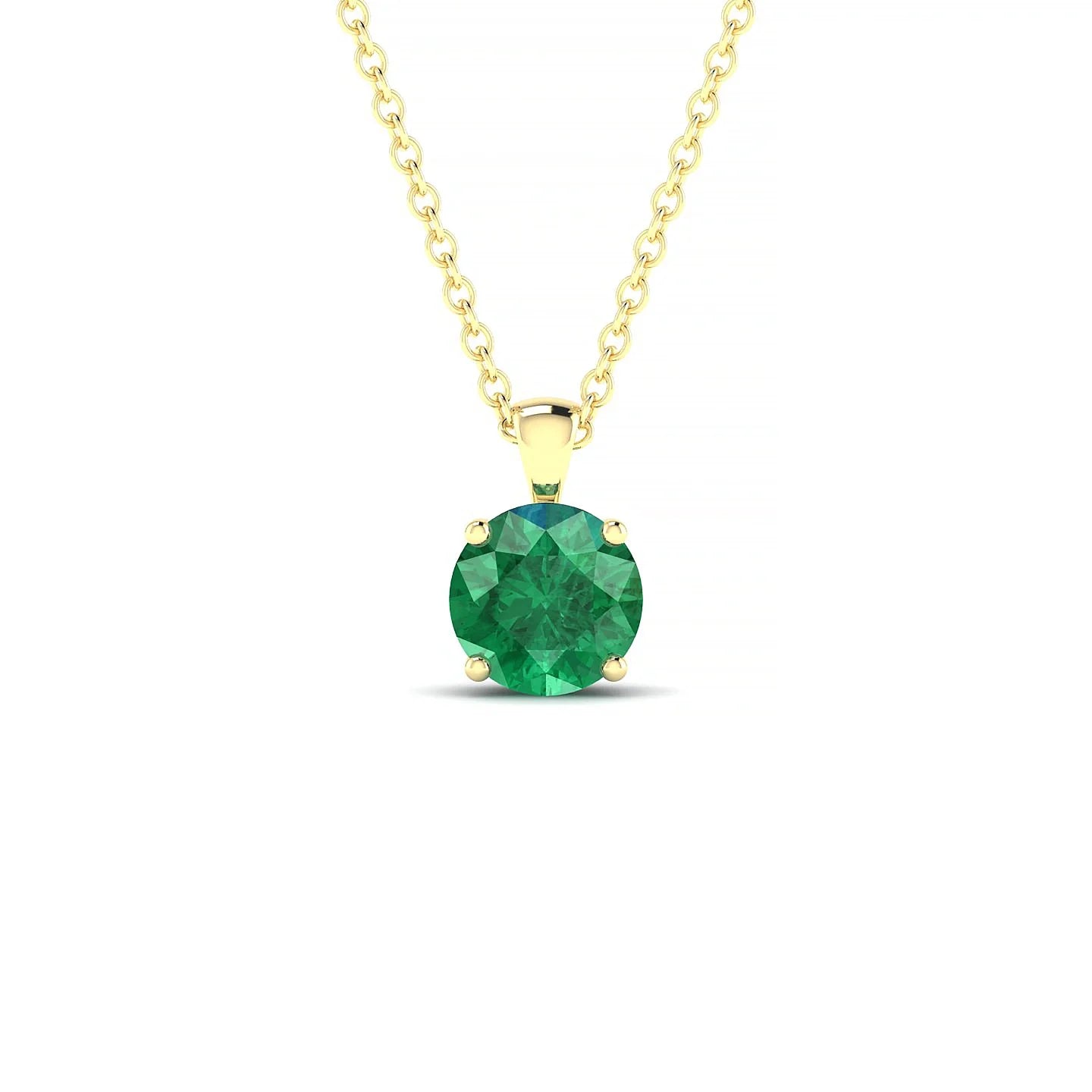 Reverse | 18k Yellow Gold 6 mm Round Emerald Pendant