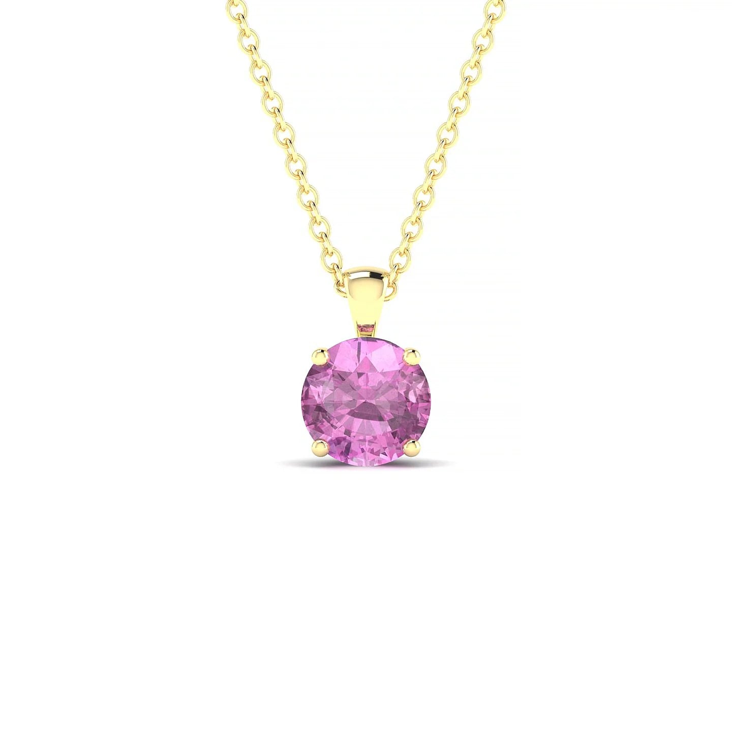 Reverse | 18k Yellow Gold 6 mm Round Pink Sapphire Pendant