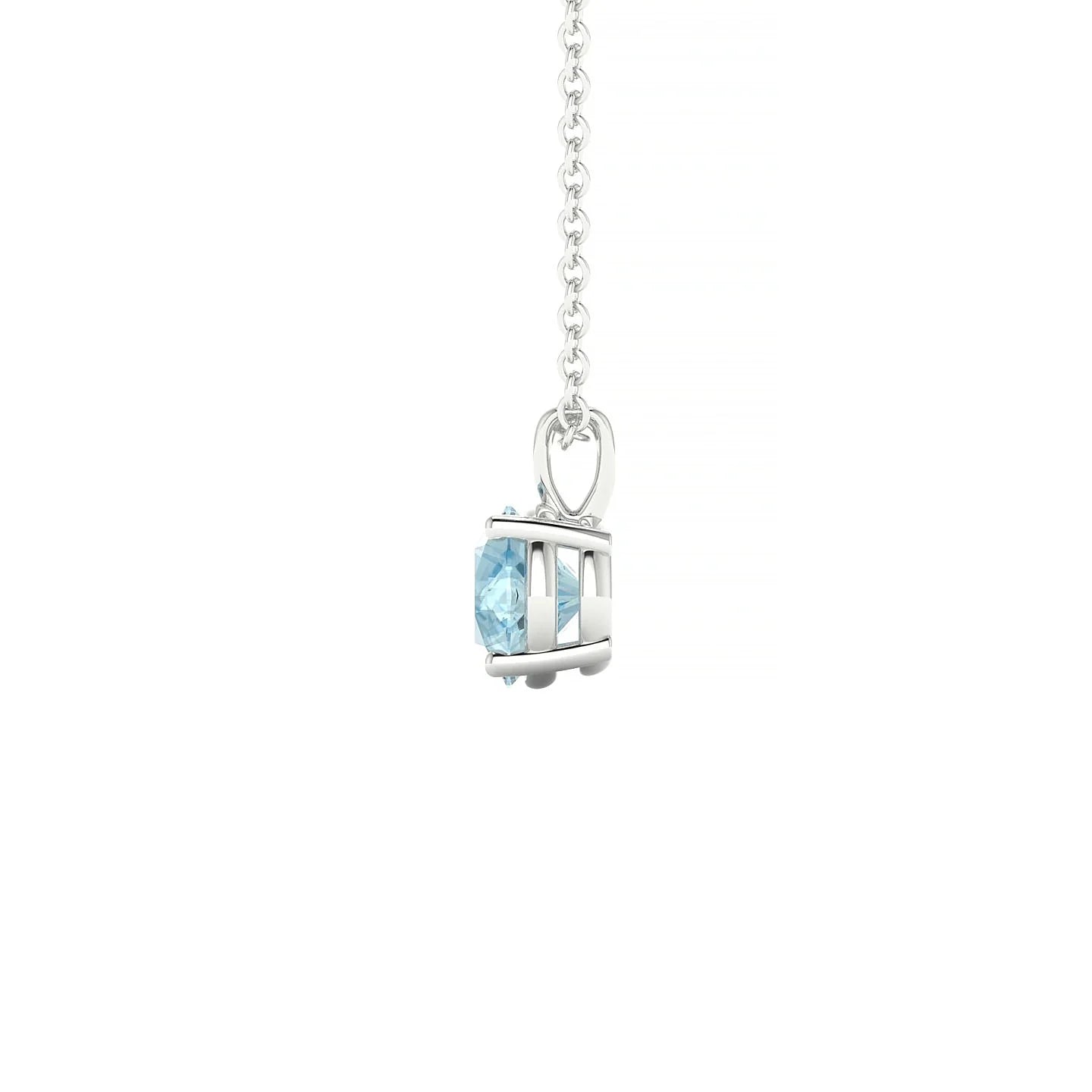 Reverse | 18k White Gold 6 mm Round Aquamarine Pendant