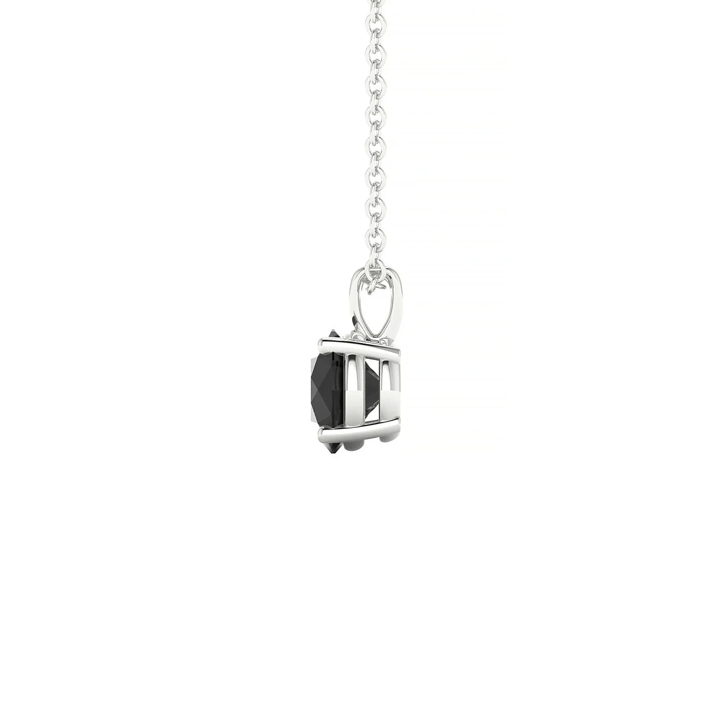 Reverse | 18k White Gold 6 mm Round Black Diamond Pendant