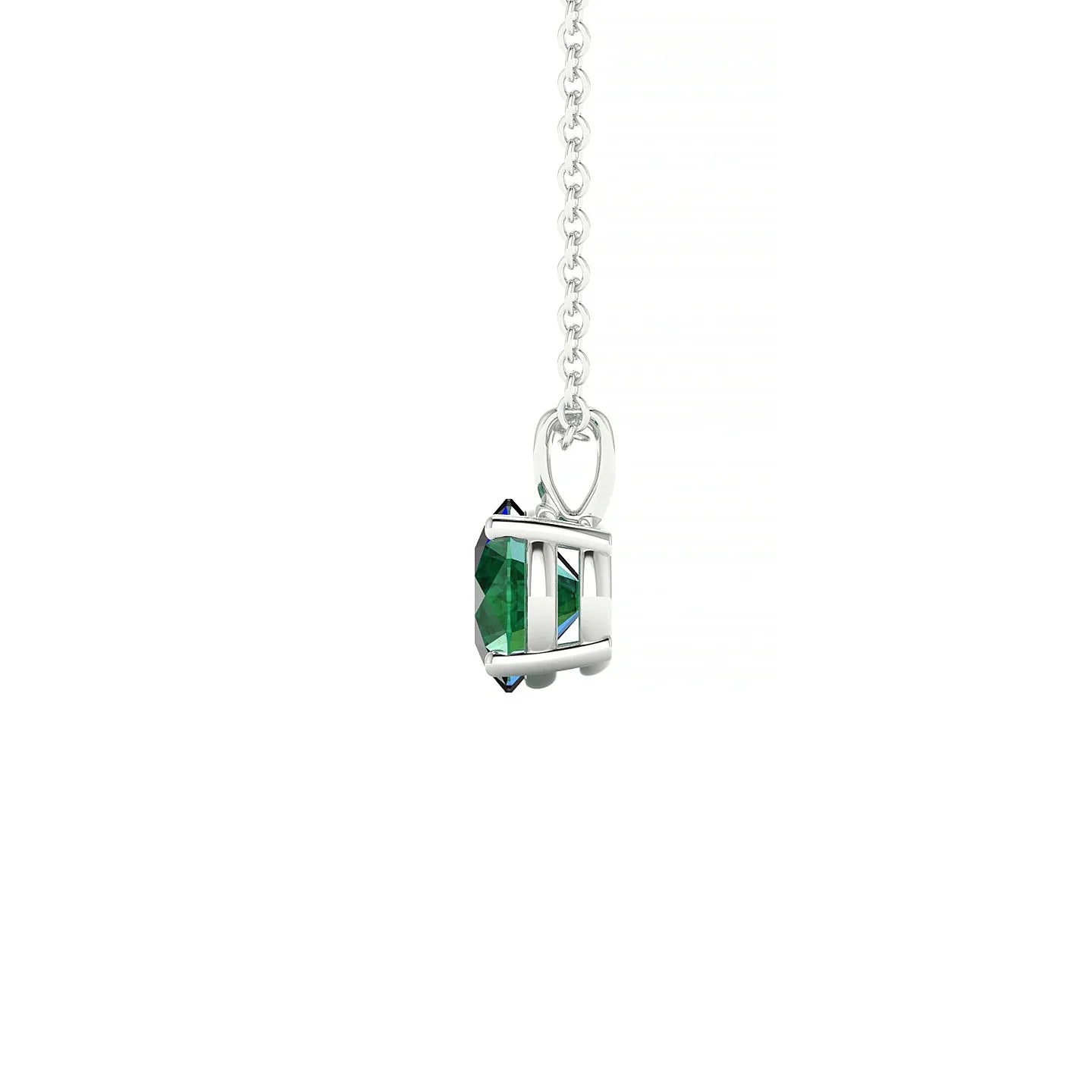Reverse | 18k White Gold 6 mm Round Emerald Pendant