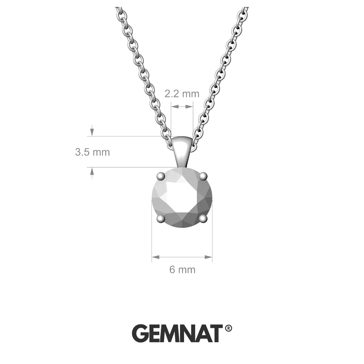 Reverse | 18k White Gold 6 mm Round Topaz Pendant