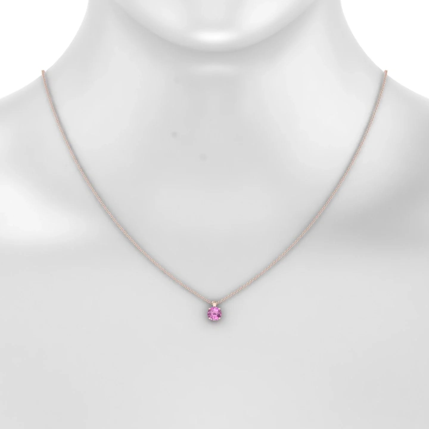 Reverse | 18k Rose Gold 6 mm Round Pink Sapphire Pendant