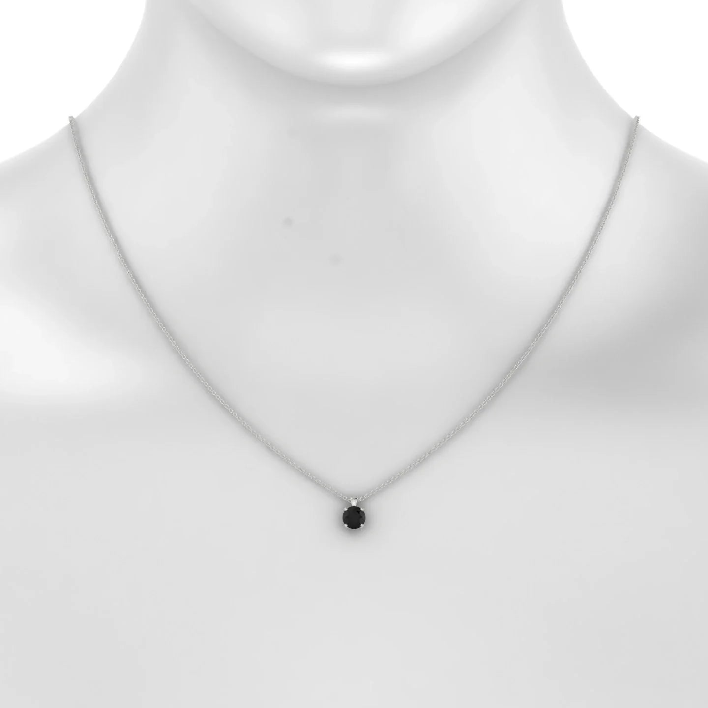Reverse | 18k White Gold 6 mm Round Black Diamond Pendant