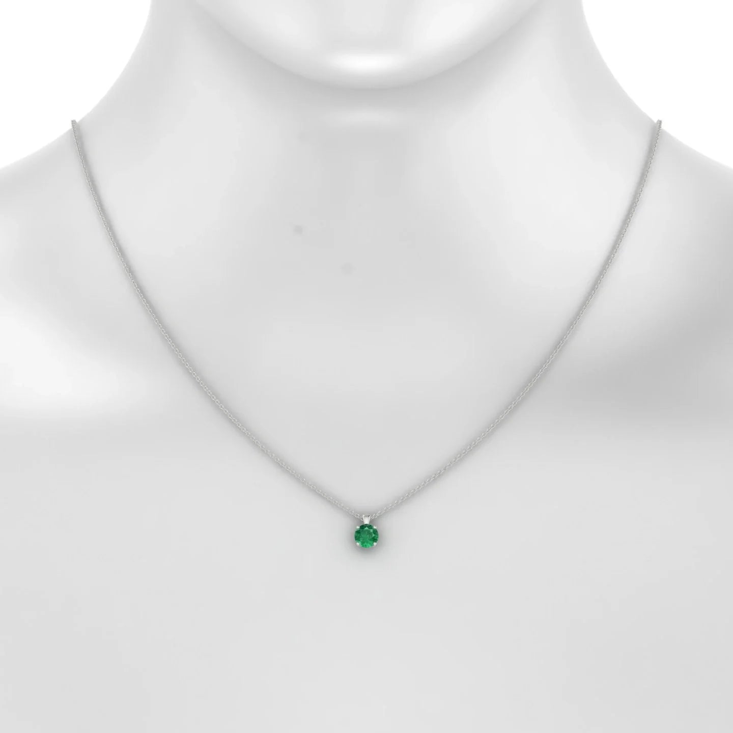 Reverse | 18k White Gold 6 mm Round Emerald Pendant
