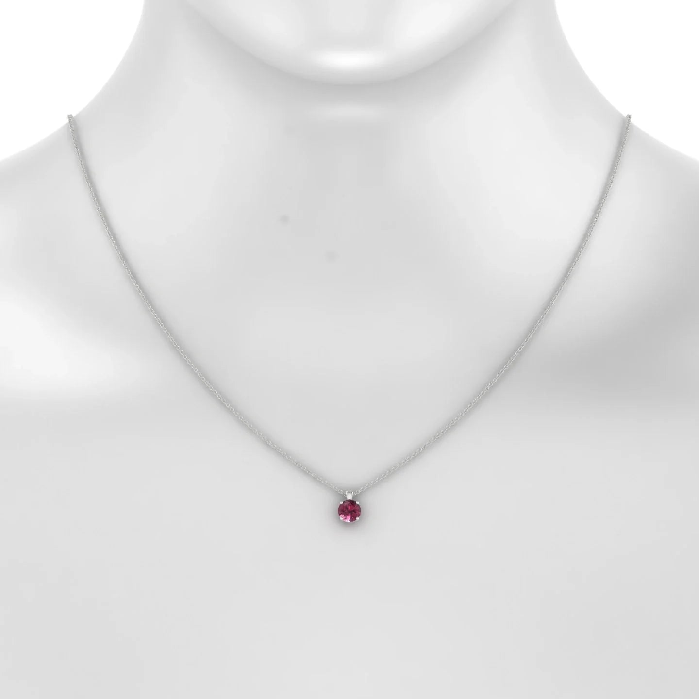 Reverse | 18k White Gold 6 mm Round Rhodolite Pendant
