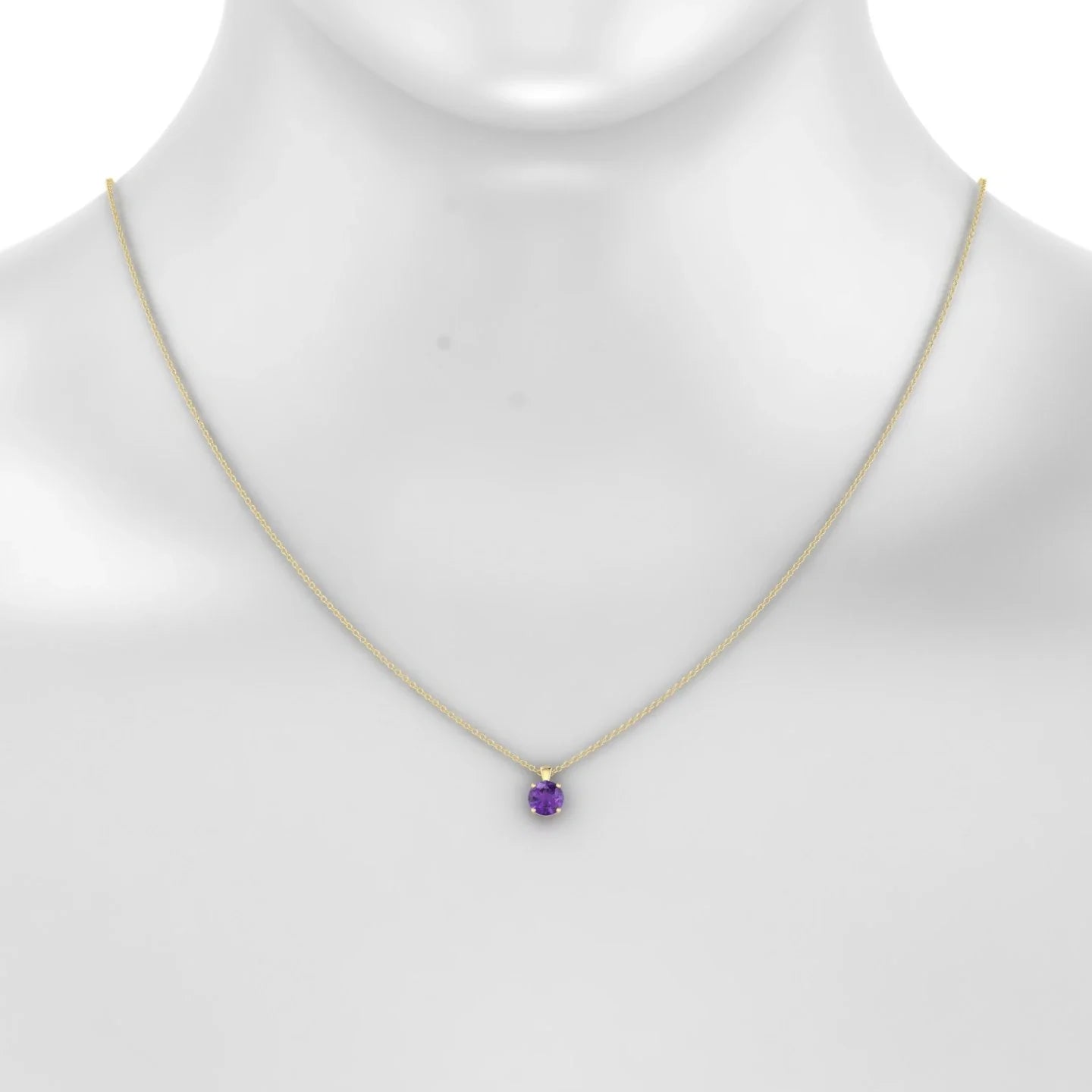 Reverse | 18k Yellow Gold 6 mm Round Amethyst Pendant