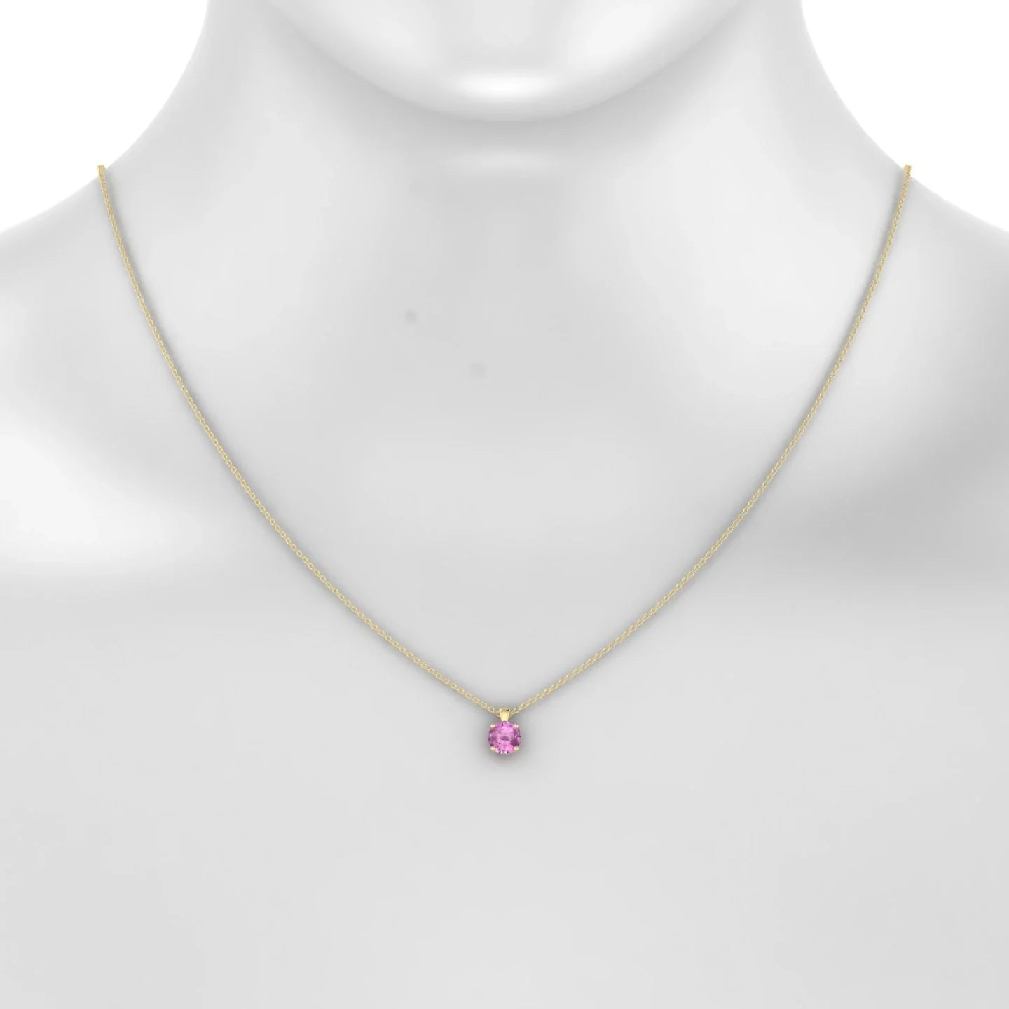 Reverse | 18k Yellow Gold 6 mm Round Pink Sapphire Pendant