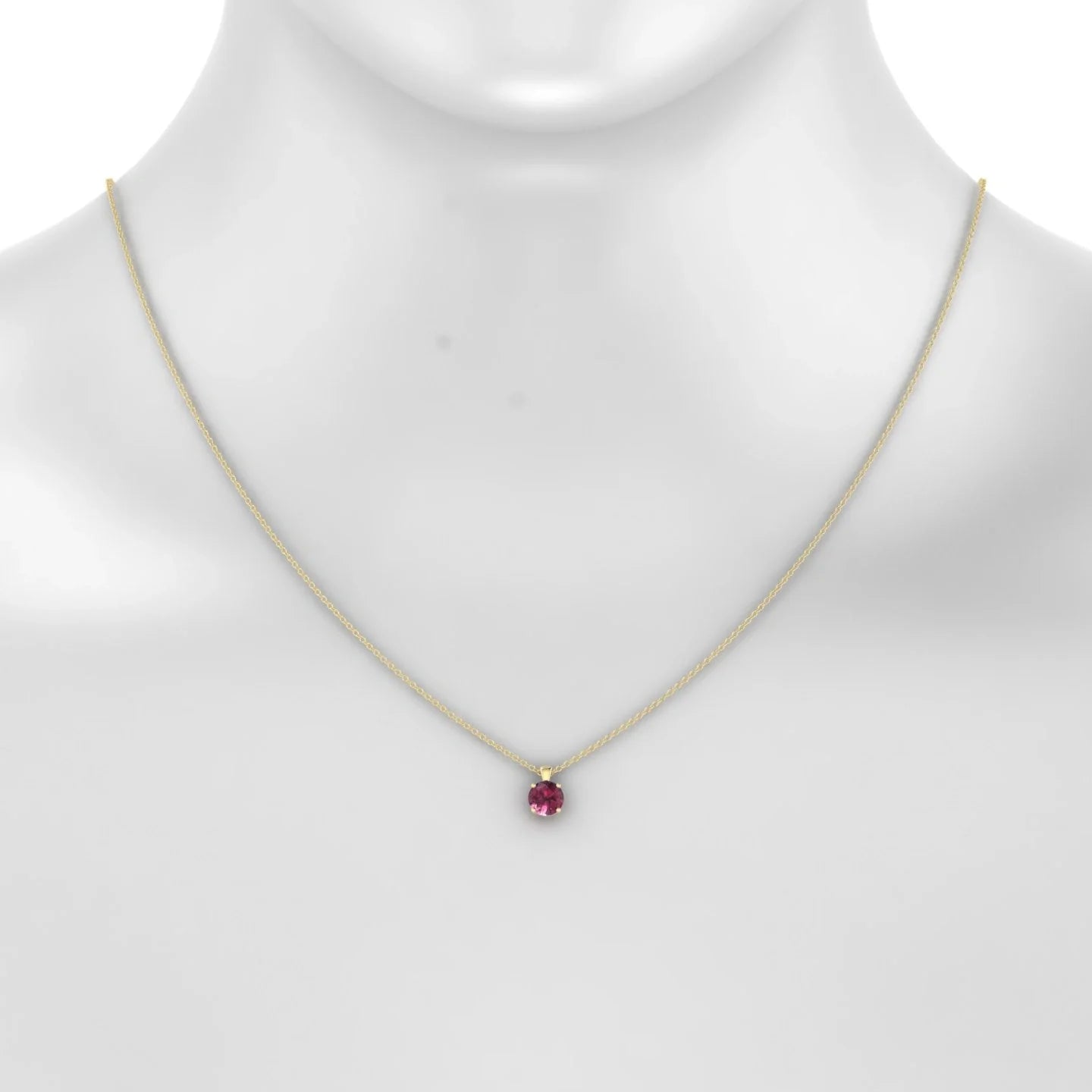 Reverse | 18k Yellow Gold 6 mm Round Rhodolite Pendant
