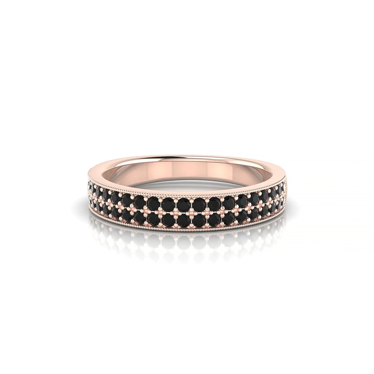 Rhyme | 18k Rose Gold 1.3 mm Round Black Diamond Ring